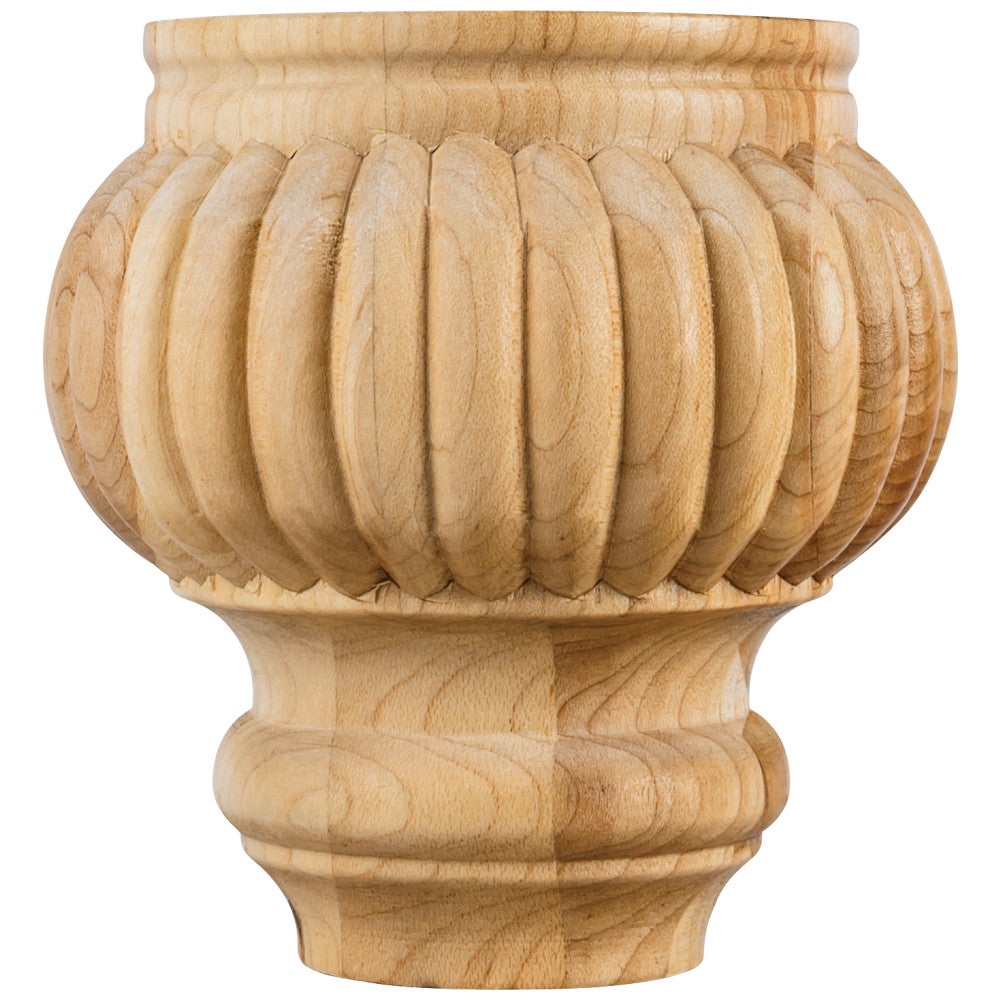Hardware Resources 4-1/2" W x 4-1/2" D x 4-1/2" H Rubberwood Reed Bun Foot