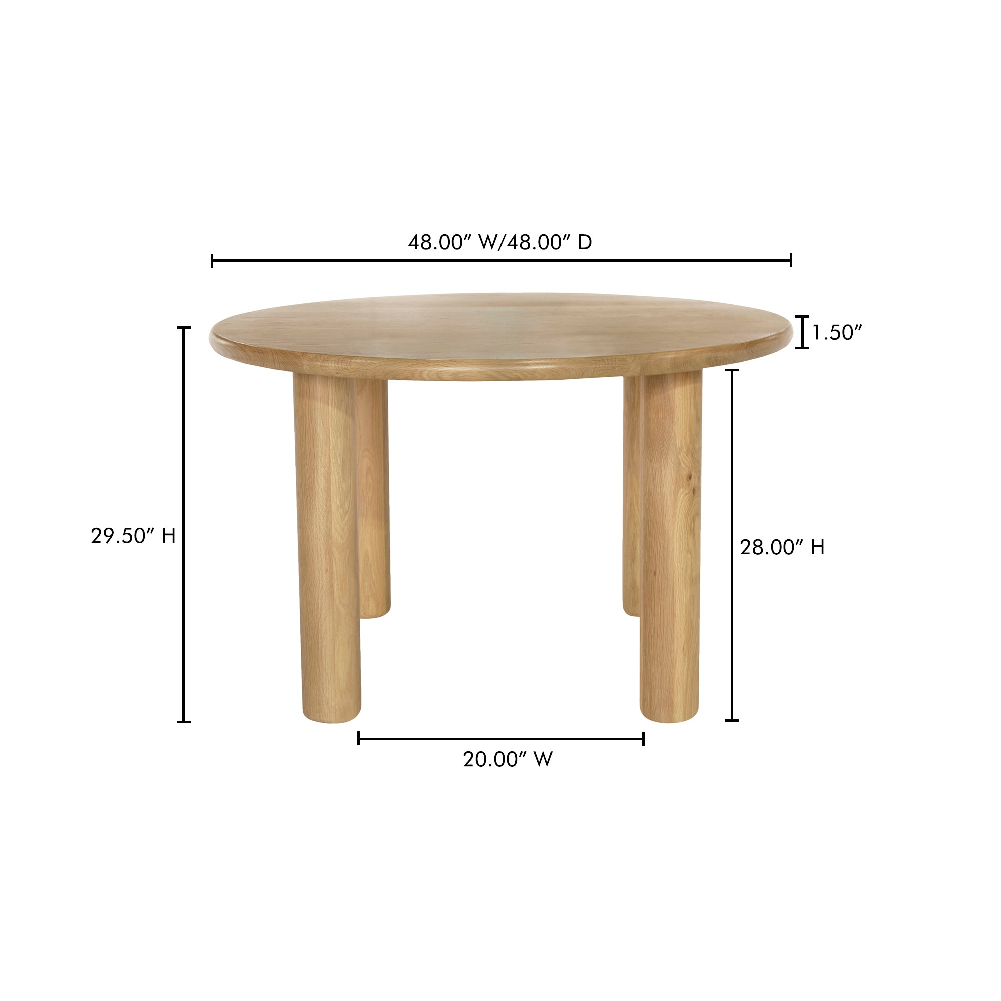 Moes Milo Round Dining Table Oak FC-1003-24-0
