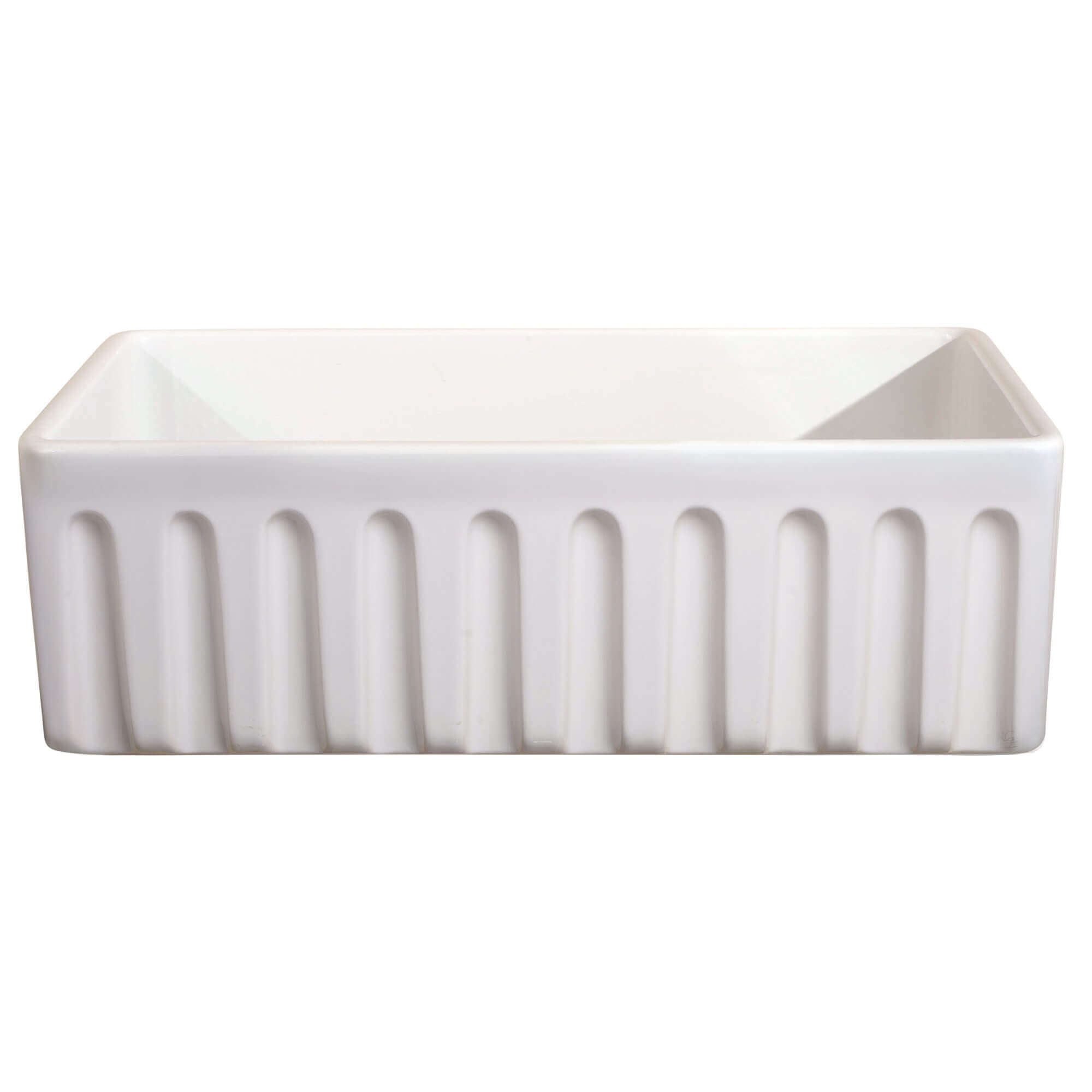 Fine Fixtures Naples Fireclay Sink - Fluted Apron French Farmhouse Reverse