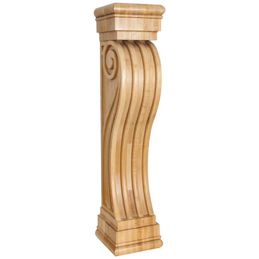 Hardware Resources 8" W x 8" D x 36" H Cherry Fluted Art Deco Fireplace Corbel