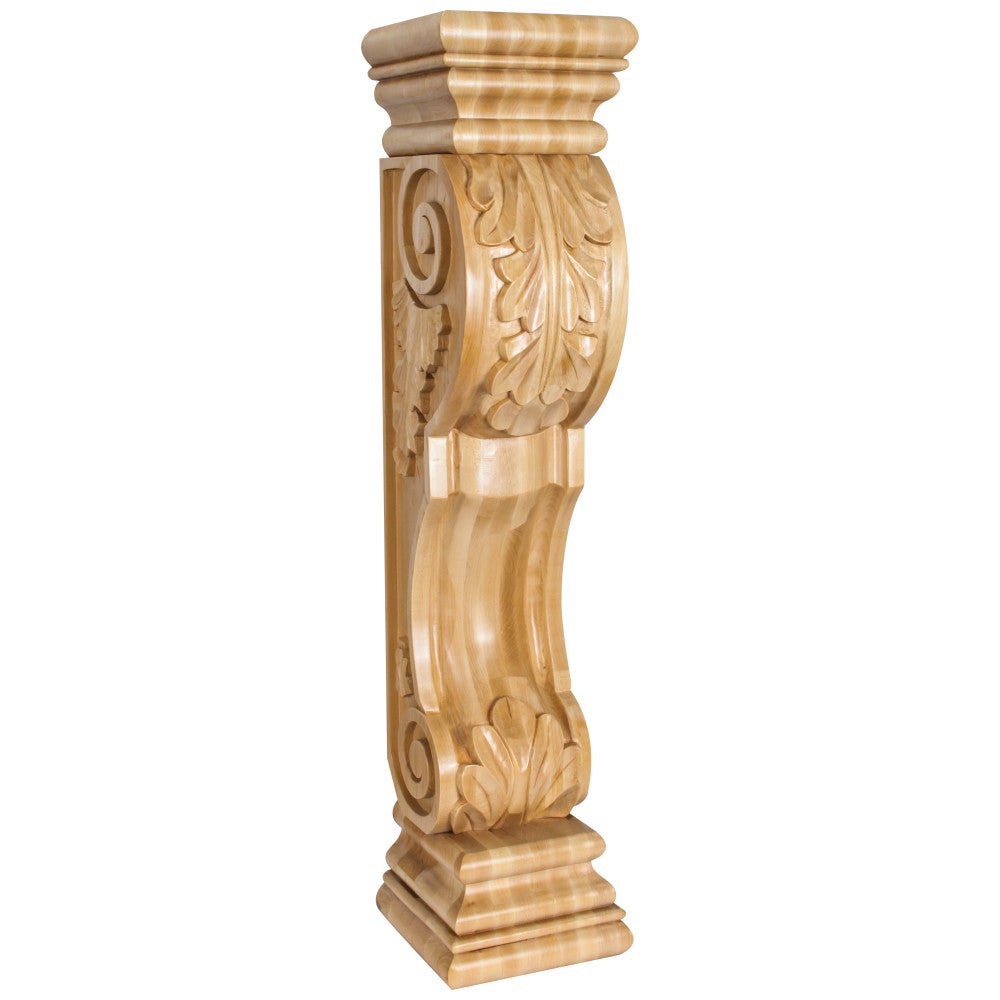 Hardware Resources 8" W x 8" D x 36" H Alder Acanthus Fireplace Corbel