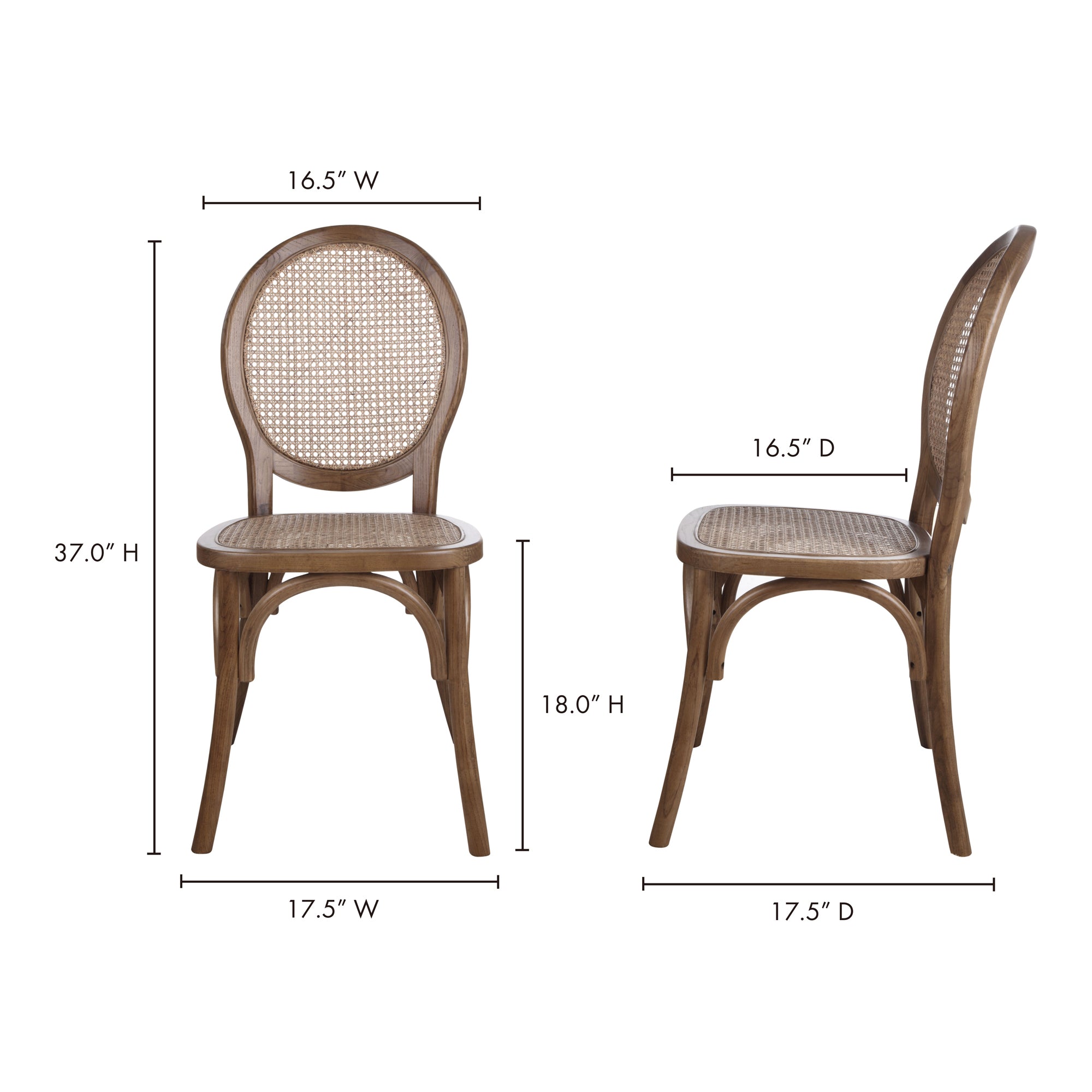 Moes Rivalto Dining Chair Brown - Set Of Two FG-1016-03