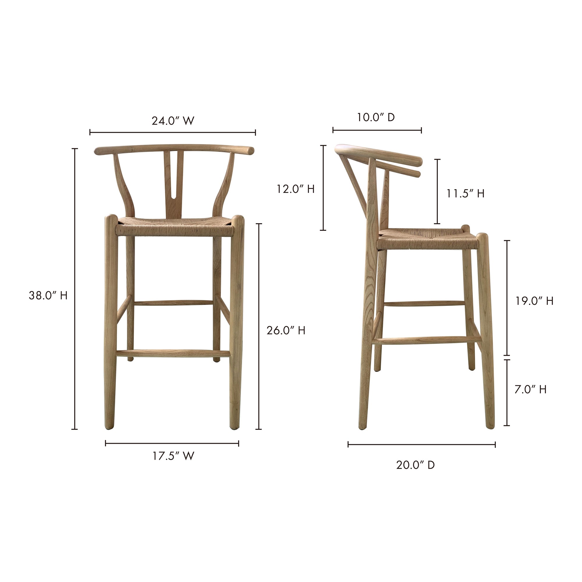 Moes Ventana Counter Stool Natural FG-1018-24