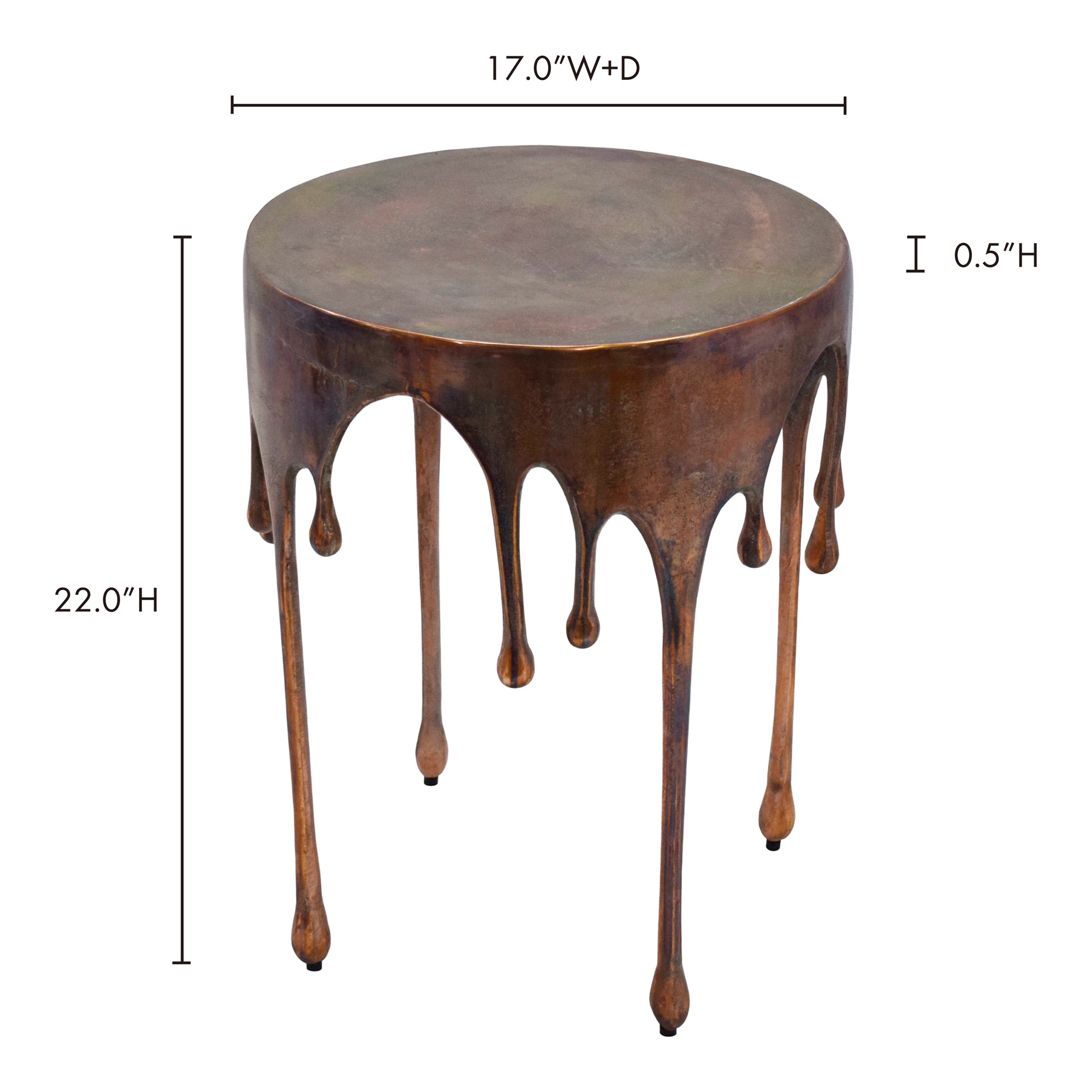 Moes Copperworks Accent Table Antique Copper FI-1090-50