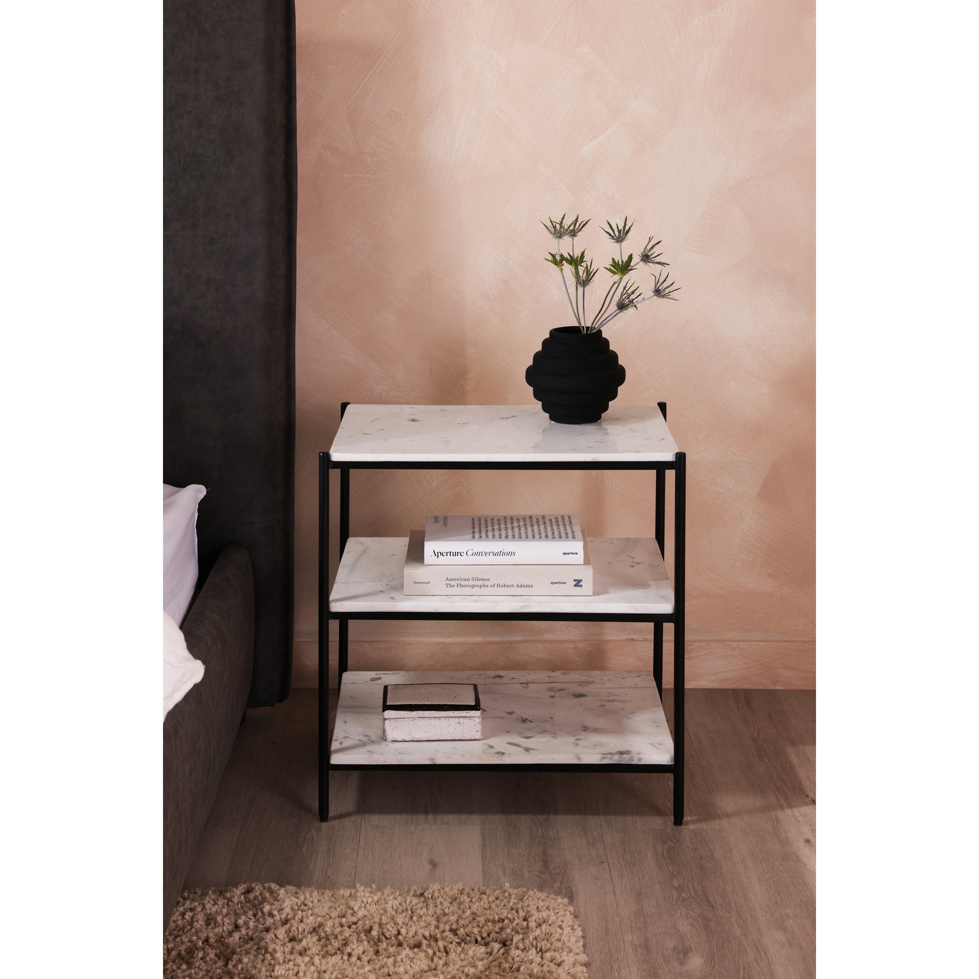 Moes Trine Nightstand White Marble FI-1102-18
