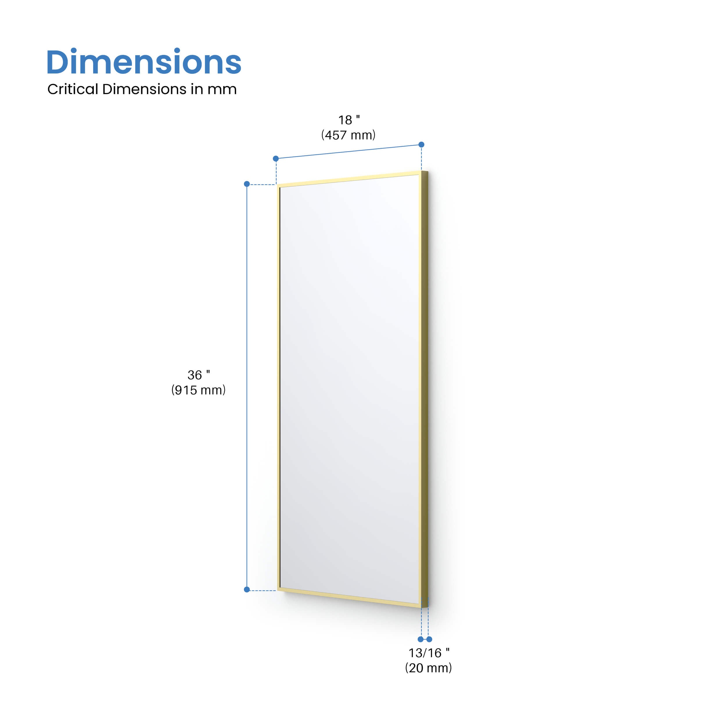 18" x 36" Metal Frame Shatterproof Wall Mount Mirror
