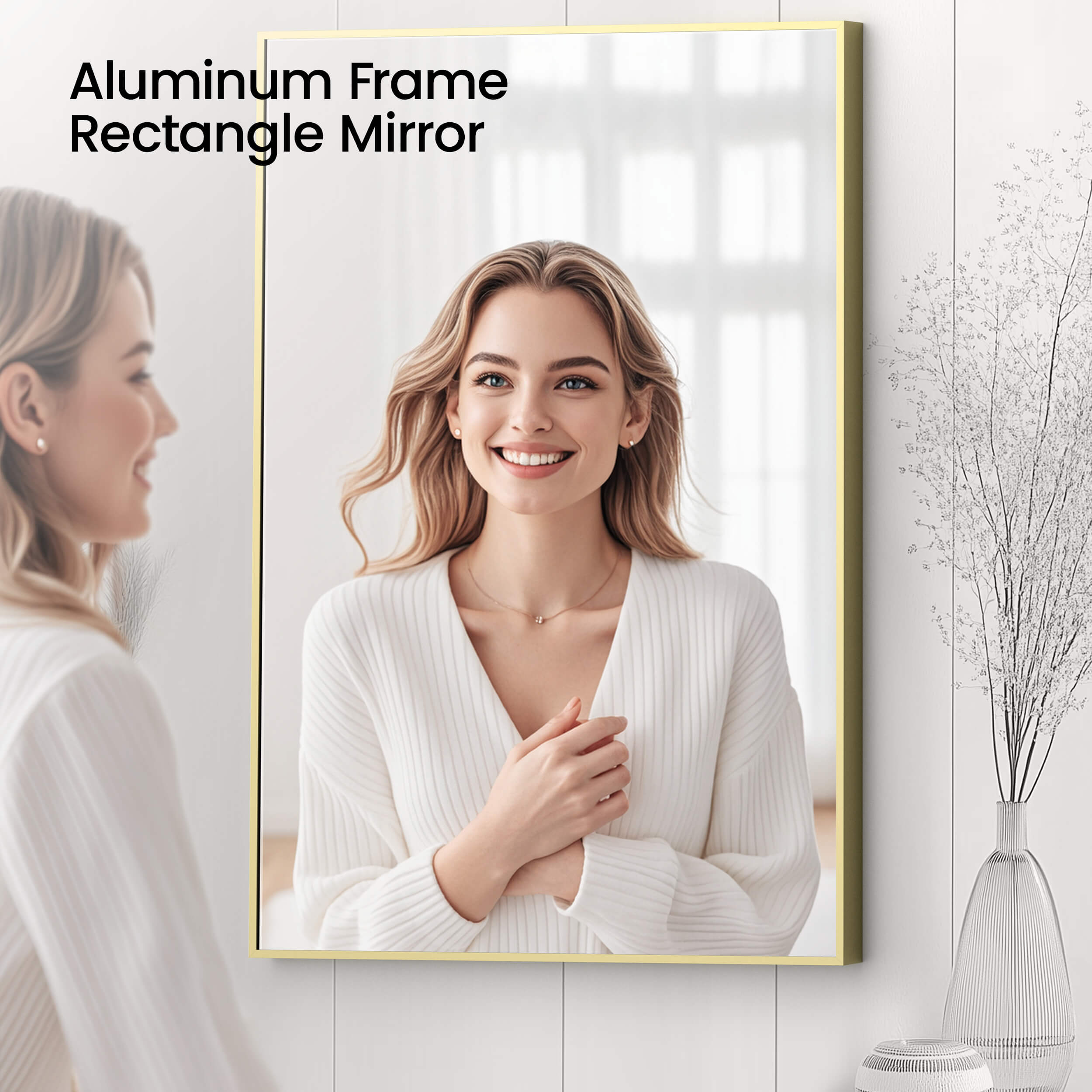 24" x 36" Metal Frame Shatterproof Wall Mount Mirror