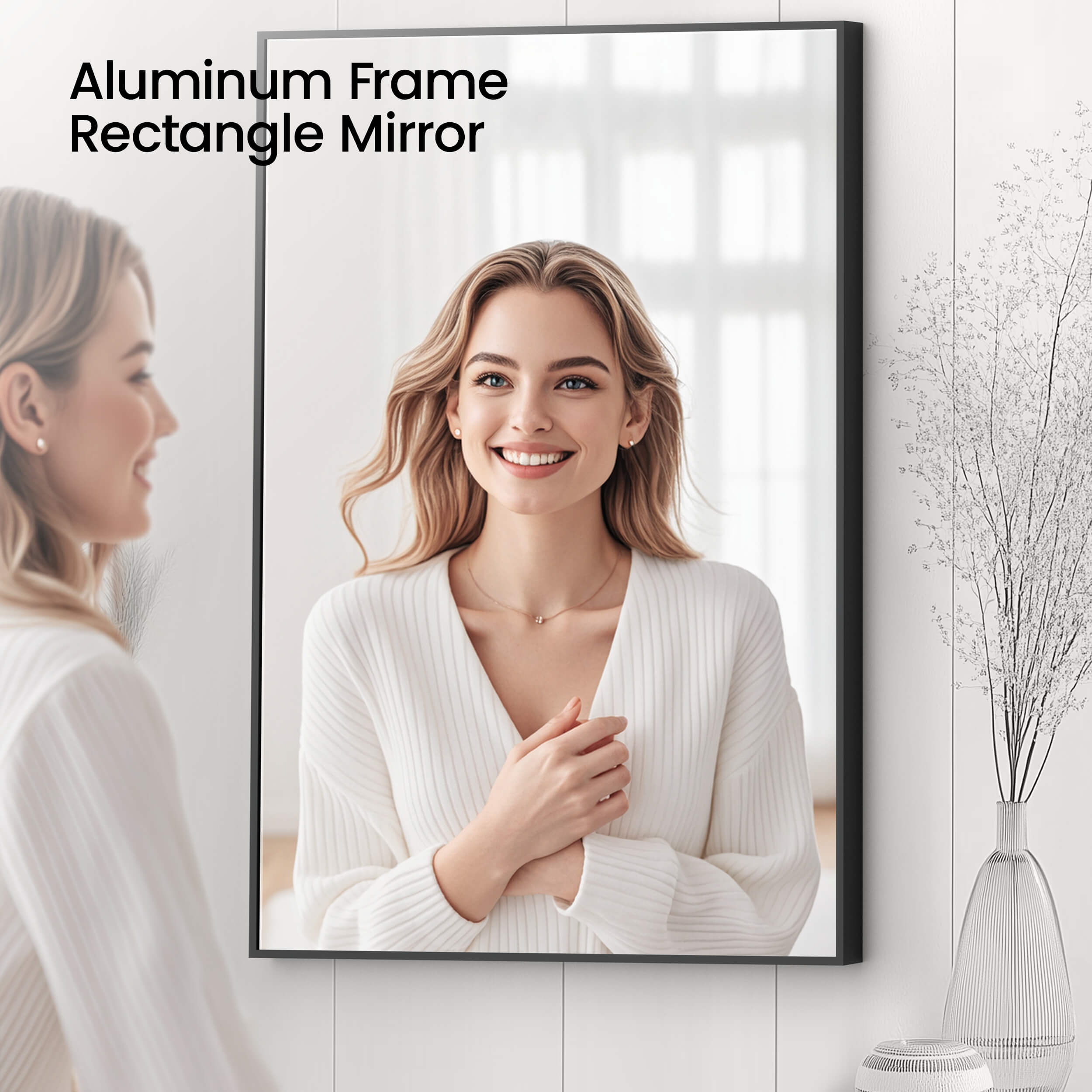 24" x 36" Metal Frame Shatterproof Wall Mount Mirror