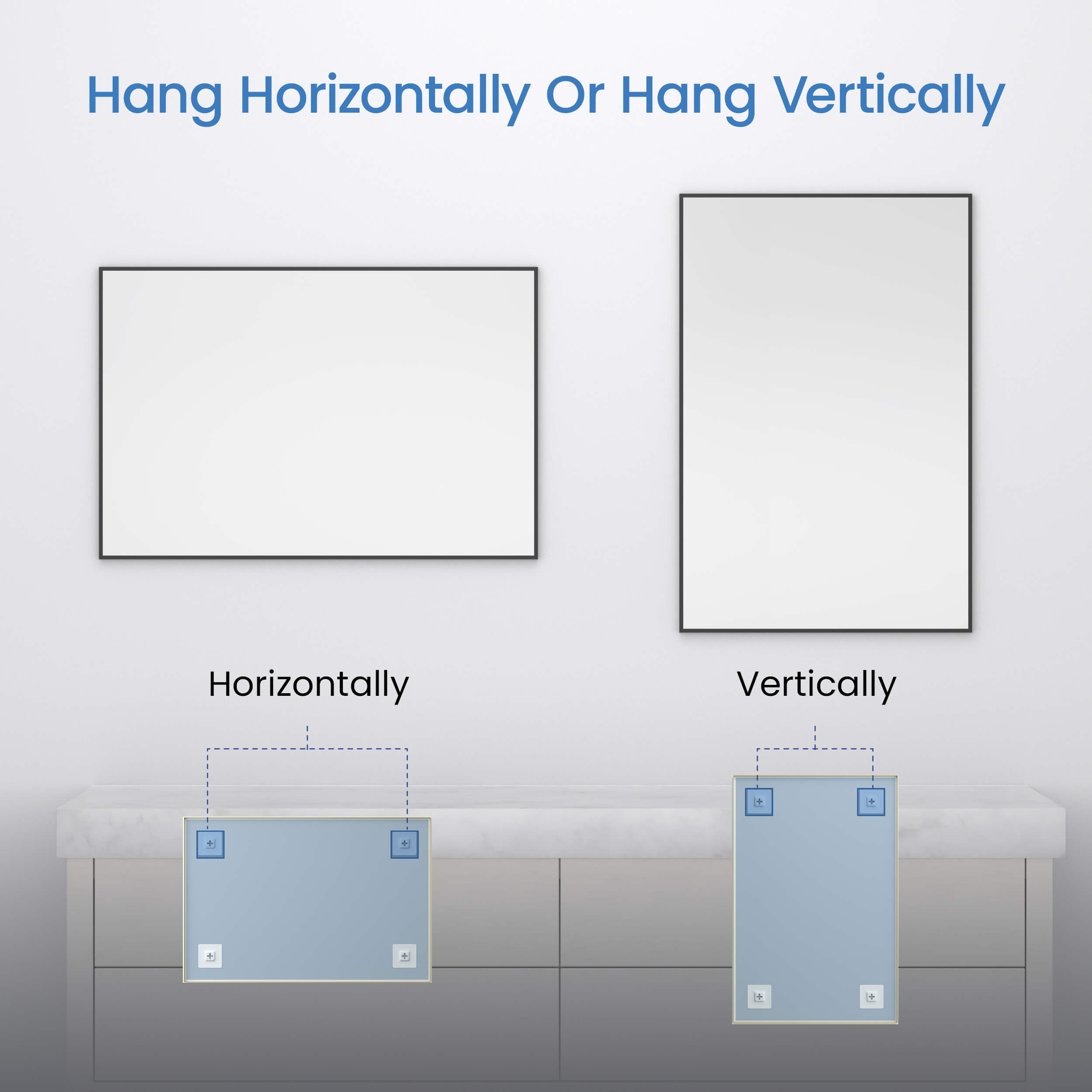 24" x 36" Metal Frame Shatterproof Wall Mount Mirror