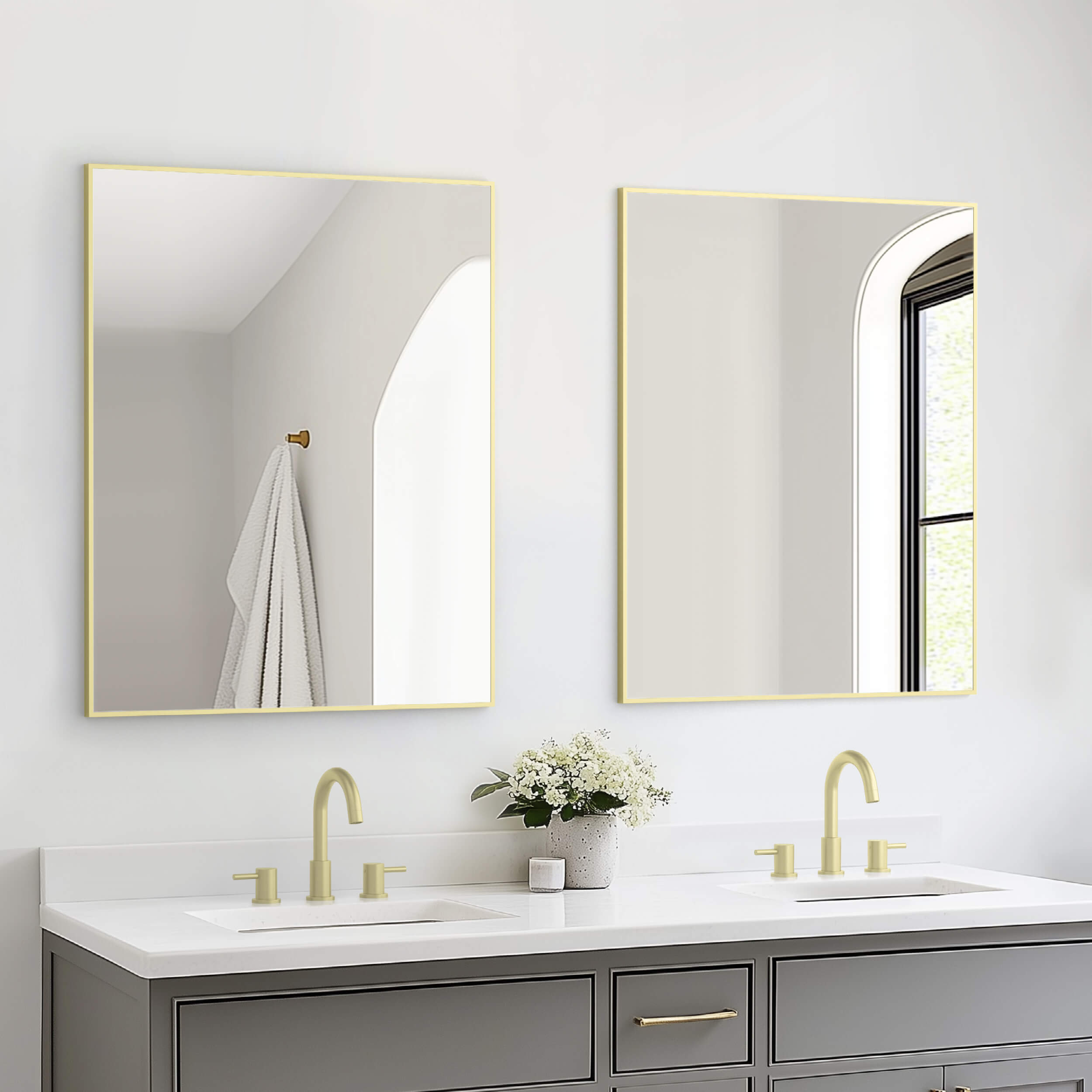 30" x 36" Metal Frame Shatterproof Wall Mount Mirror