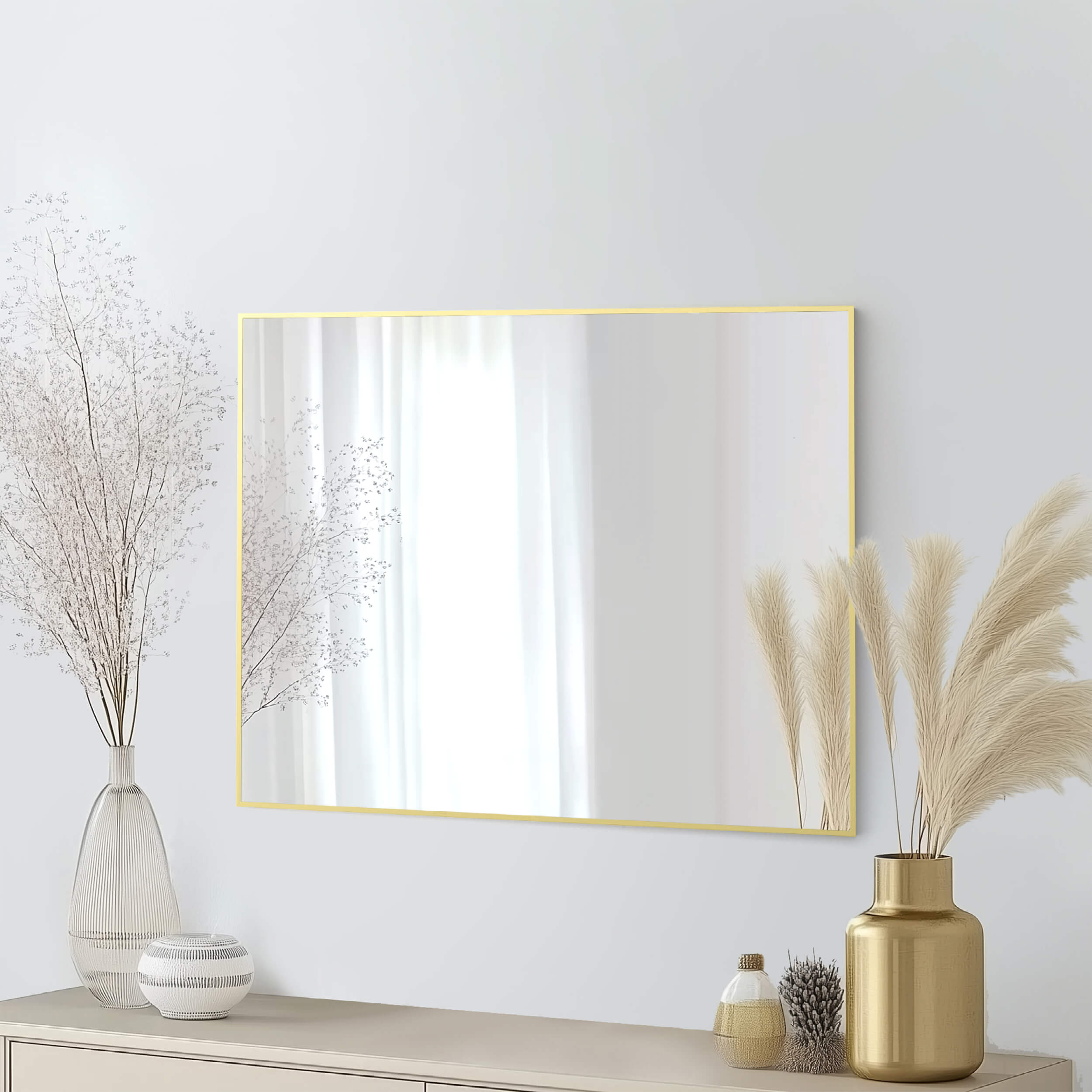 30" x 36" Metal Frame Shatterproof Wall Mount Mirror