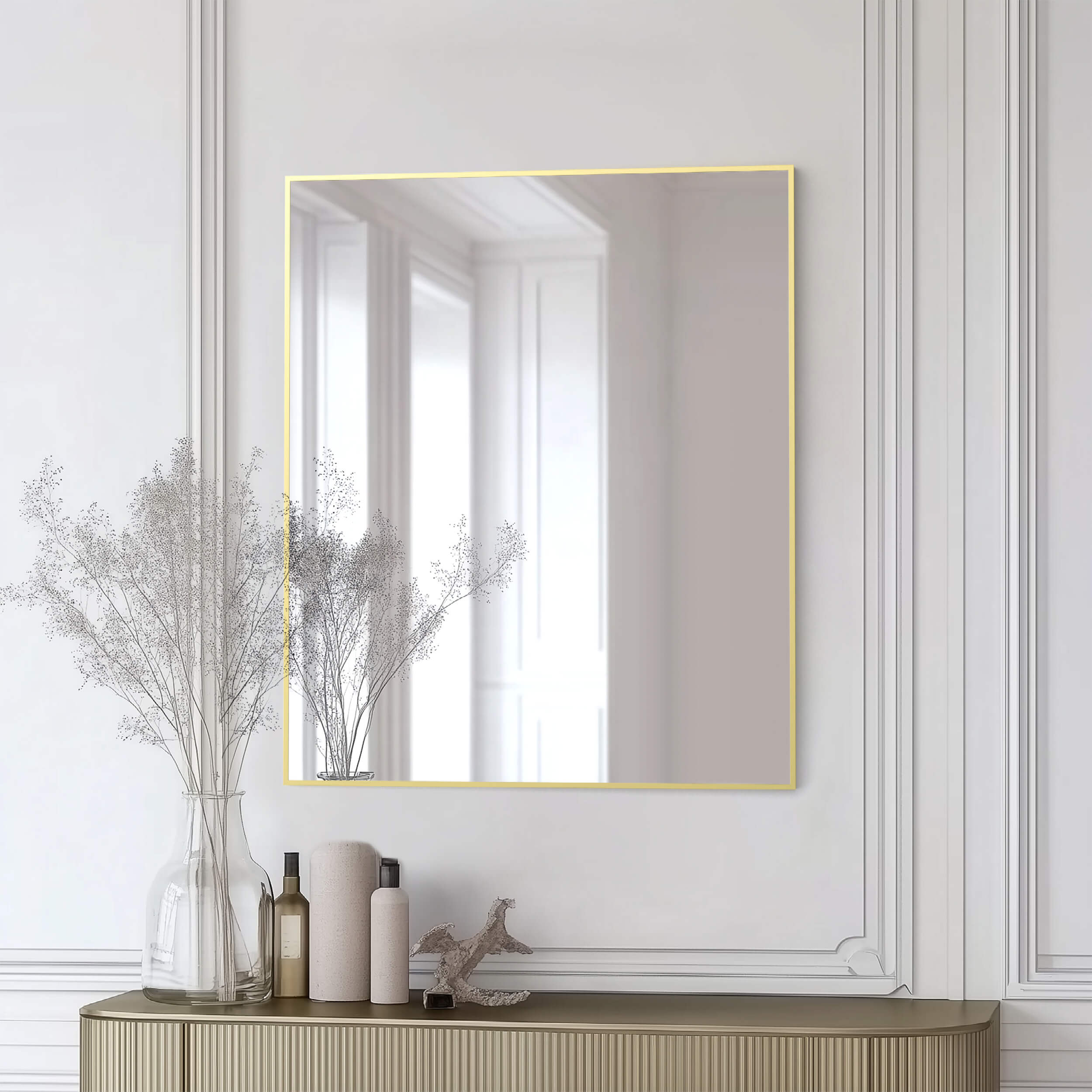 30" x 36" Metal Frame Shatterproof Wall Mount Mirror