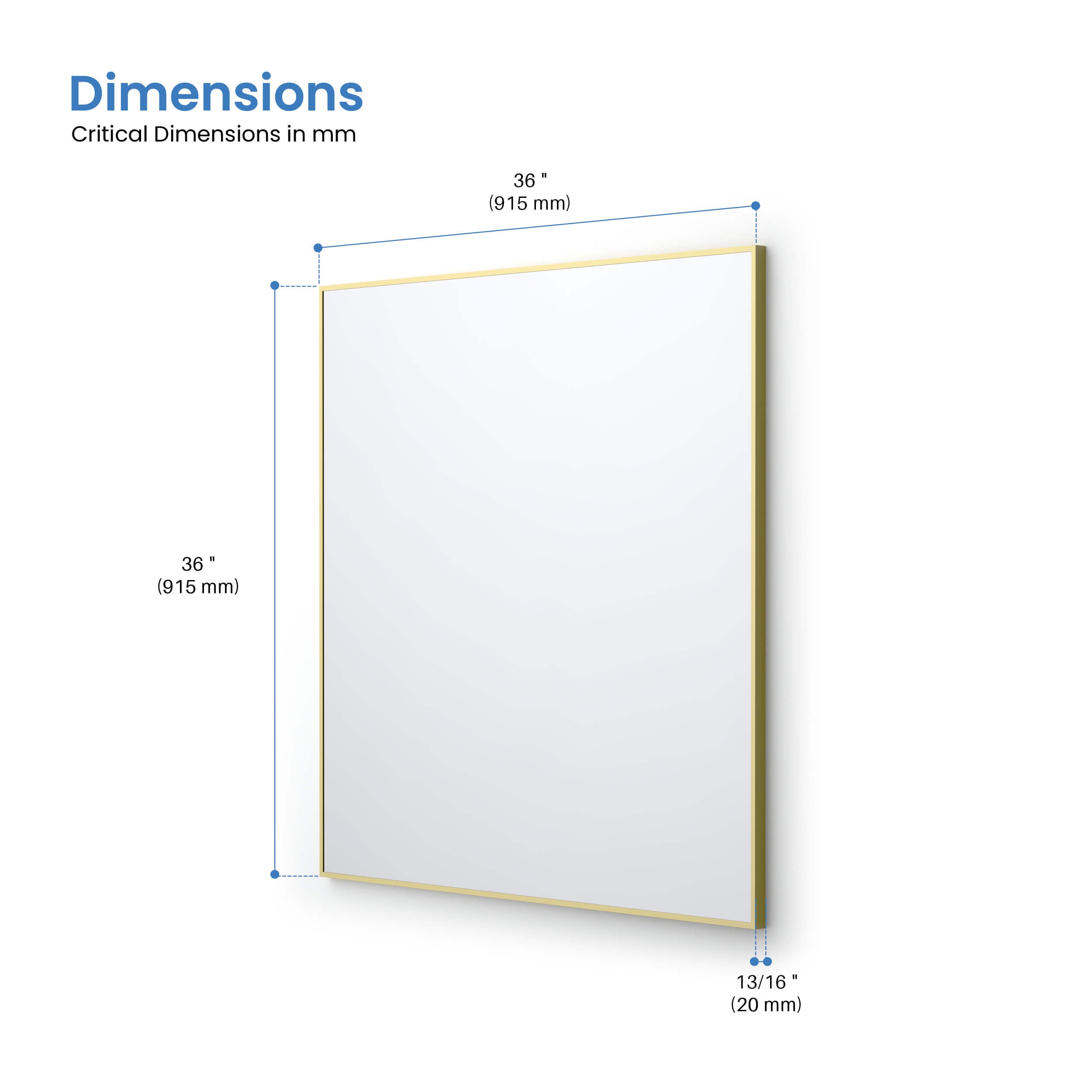 36" x 36" Metal Frame Shatterproof Wall Mount Mirror