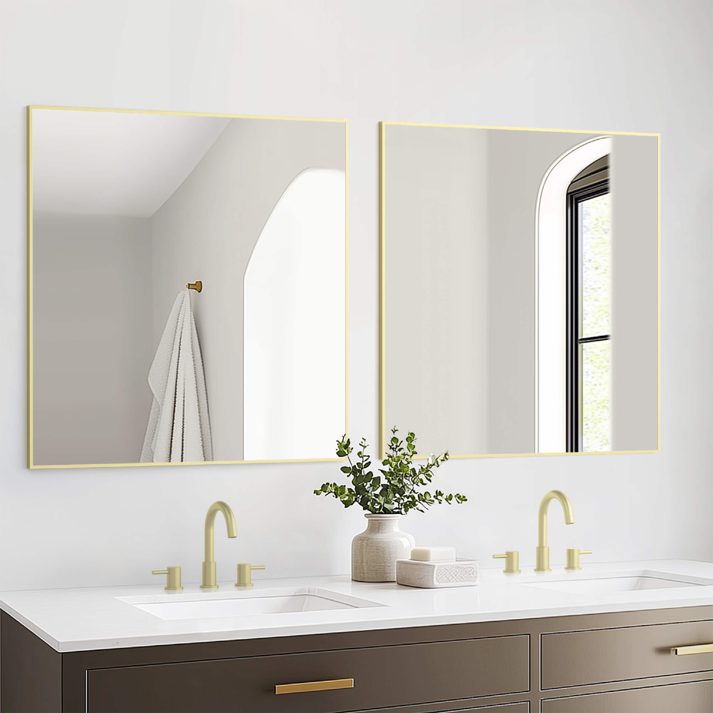 36" x 36" Metal Frame Shatterproof Wall Mount Mirror