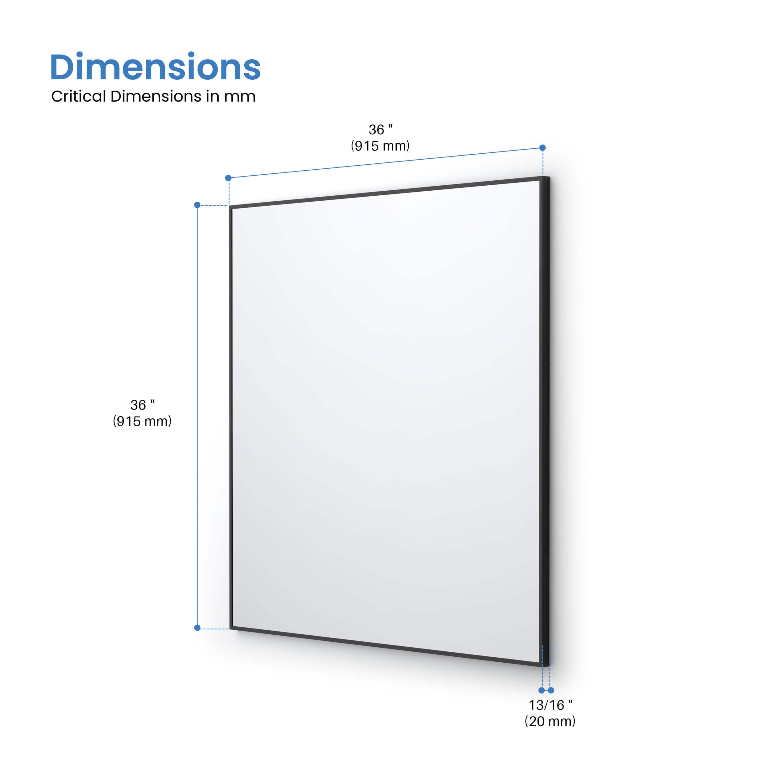 36" x 36" Metal Frame Shatterproof Wall Mount Mirror