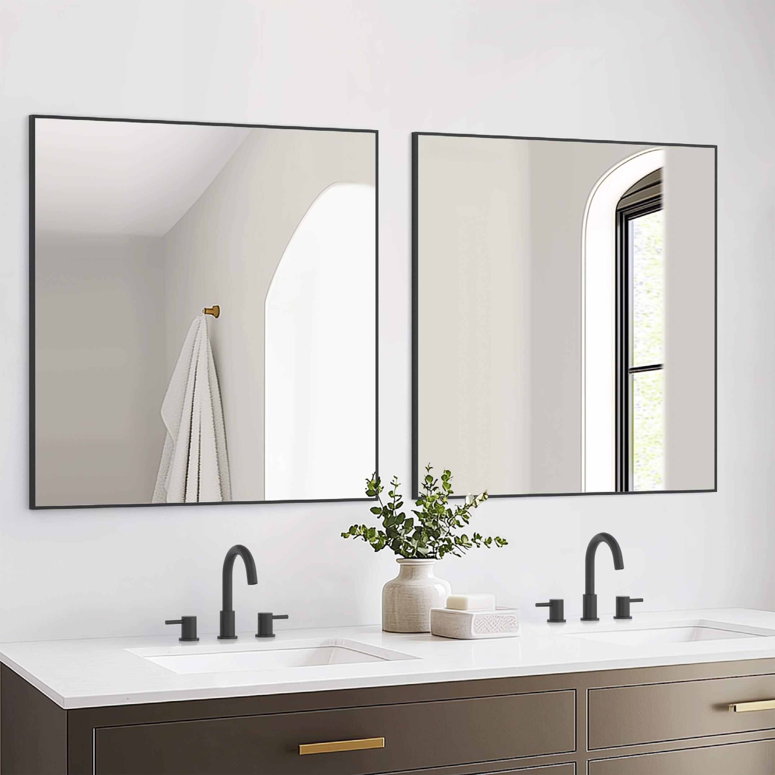 36" x 36" Metal Frame Shatterproof Wall Mount Mirror