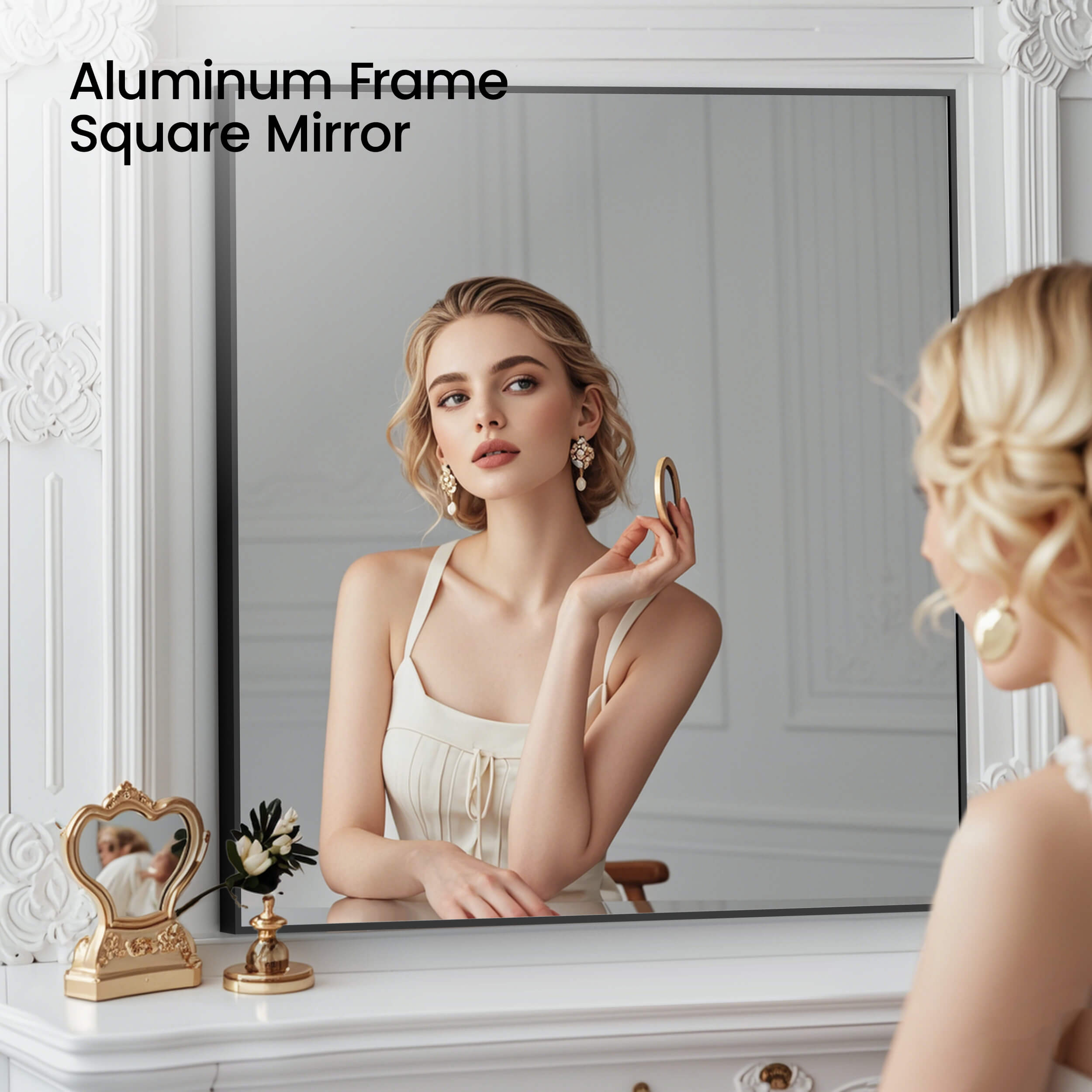 36" x 36" Metal Frame Shatterproof Wall Mount Mirror