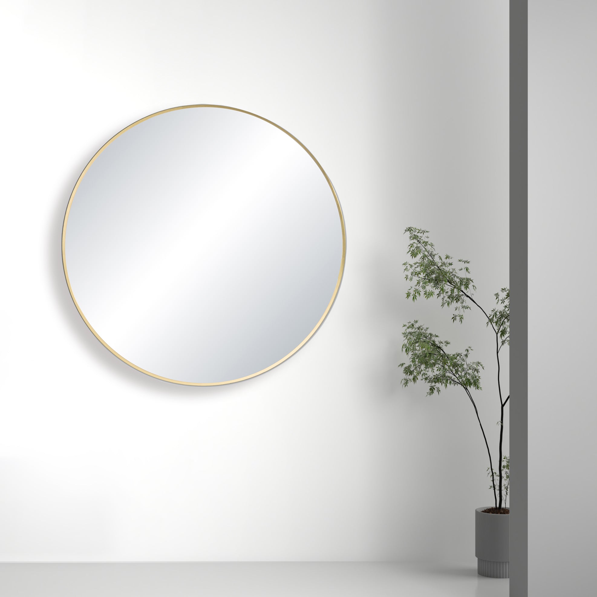 24" Round Metal Frame Shatterproof Wall Mount Mirror
