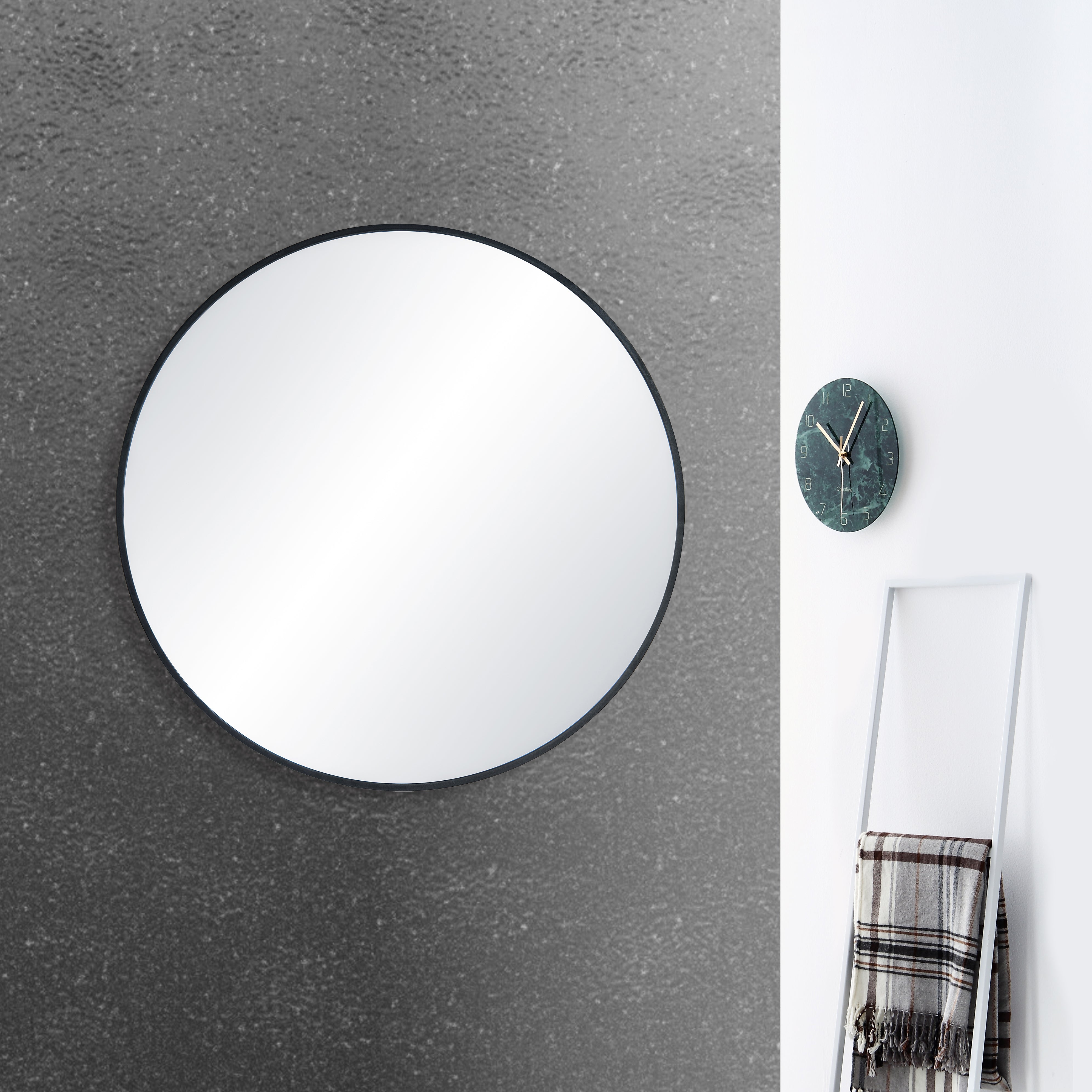 28" Round Metal Frame Shatterproof Wall Mount Mirror