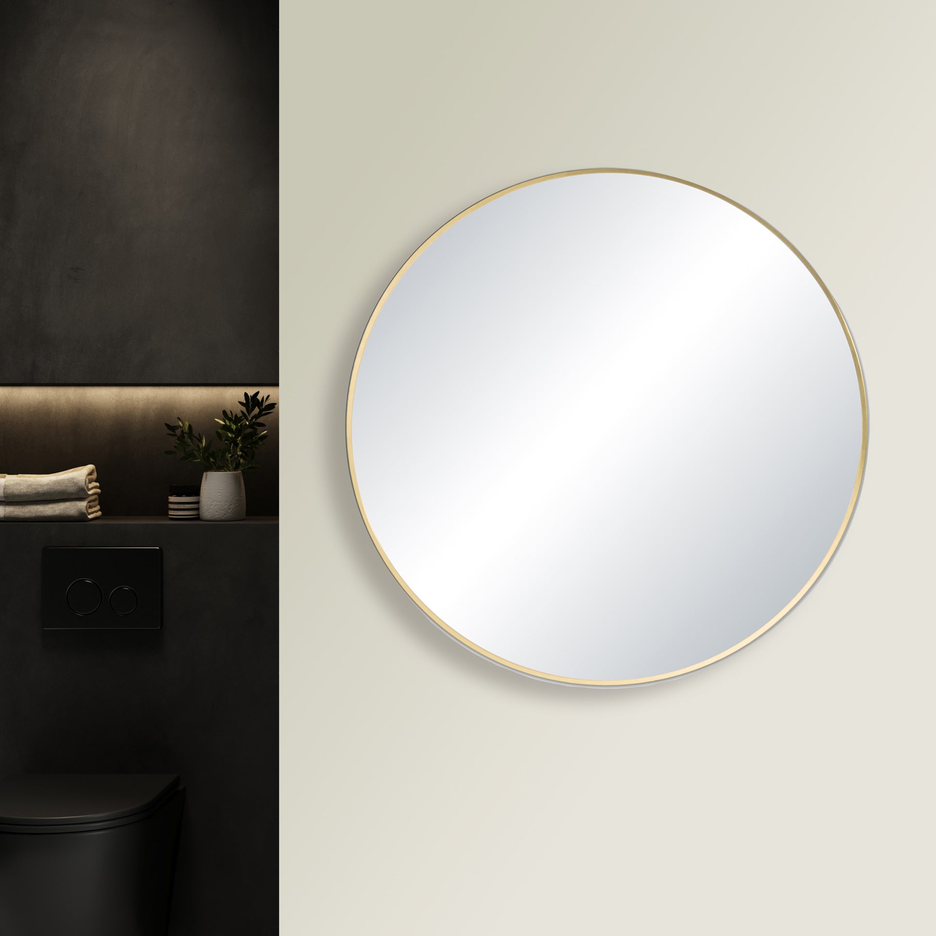 36" Round Metal Frame Shatterproof Wall Mount Mirror