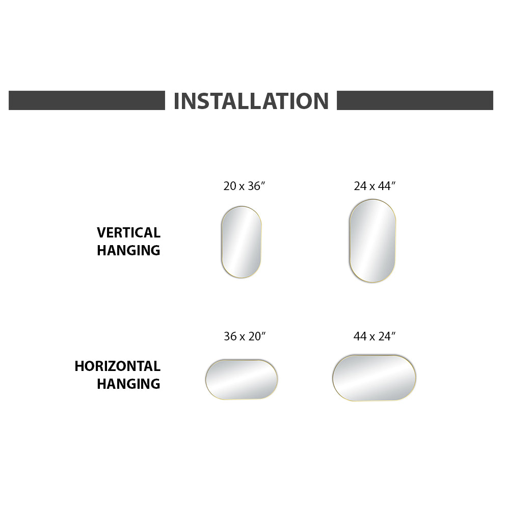 20" x 36" Metal Frame Shatterproof Wall Mount Mirror