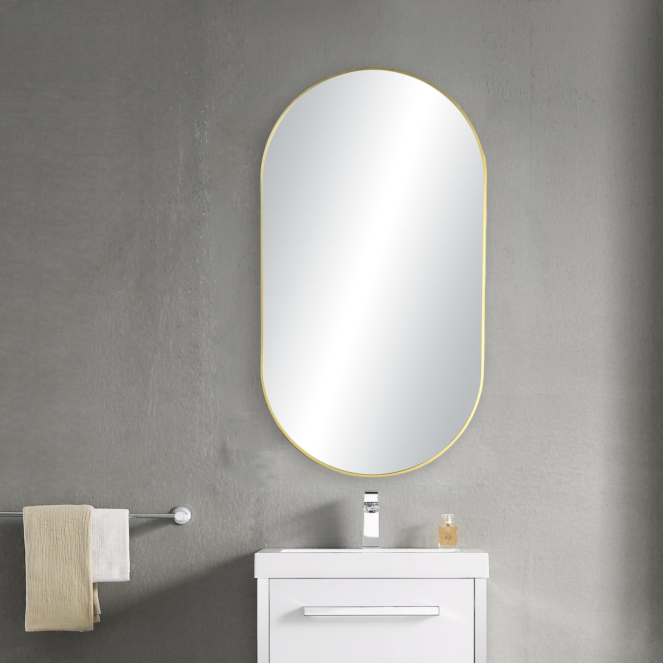 24" x 44" Metal Frame Shatterproof Wall Mount Mirror