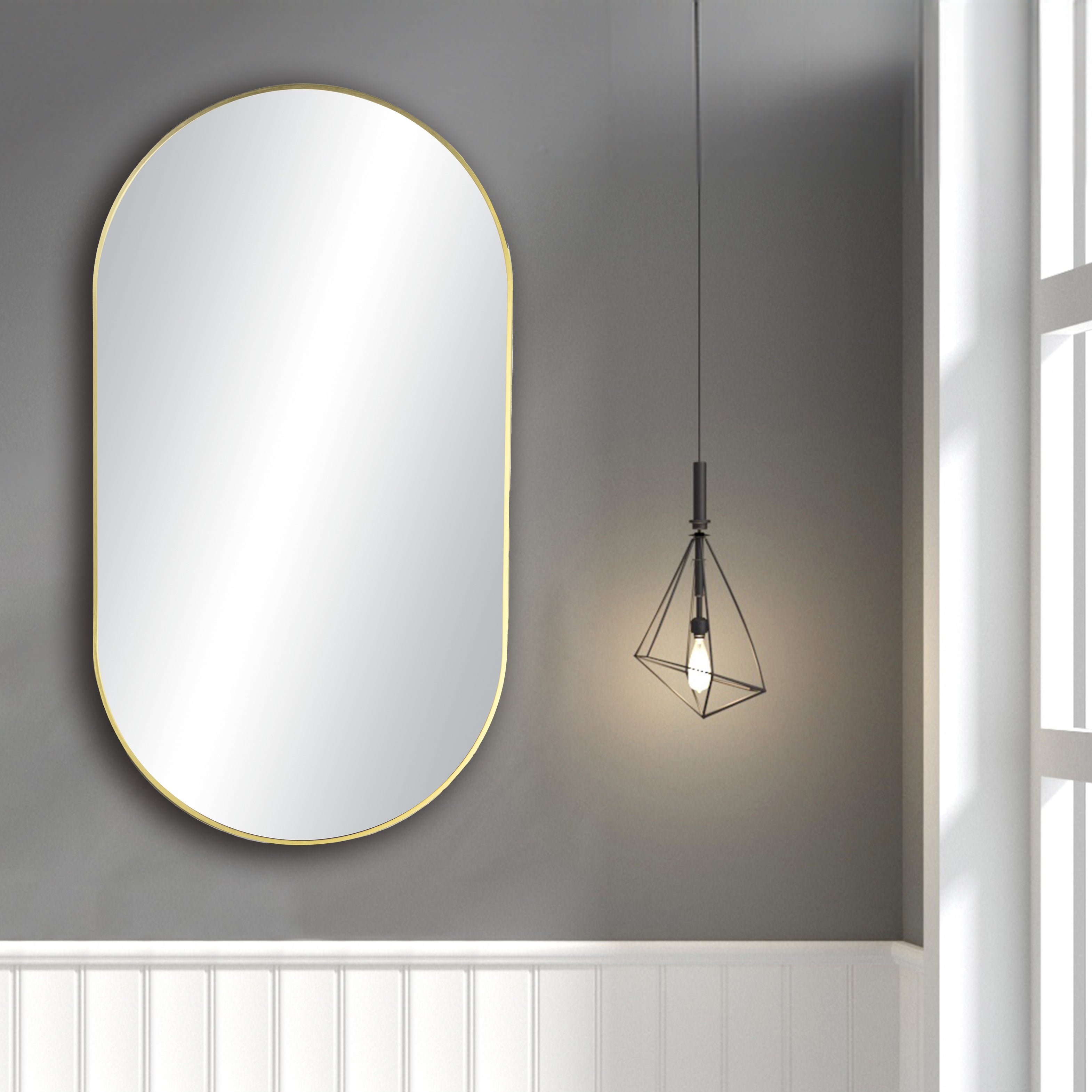 24" x 44" Metal Frame Shatterproof Wall Mount Mirror