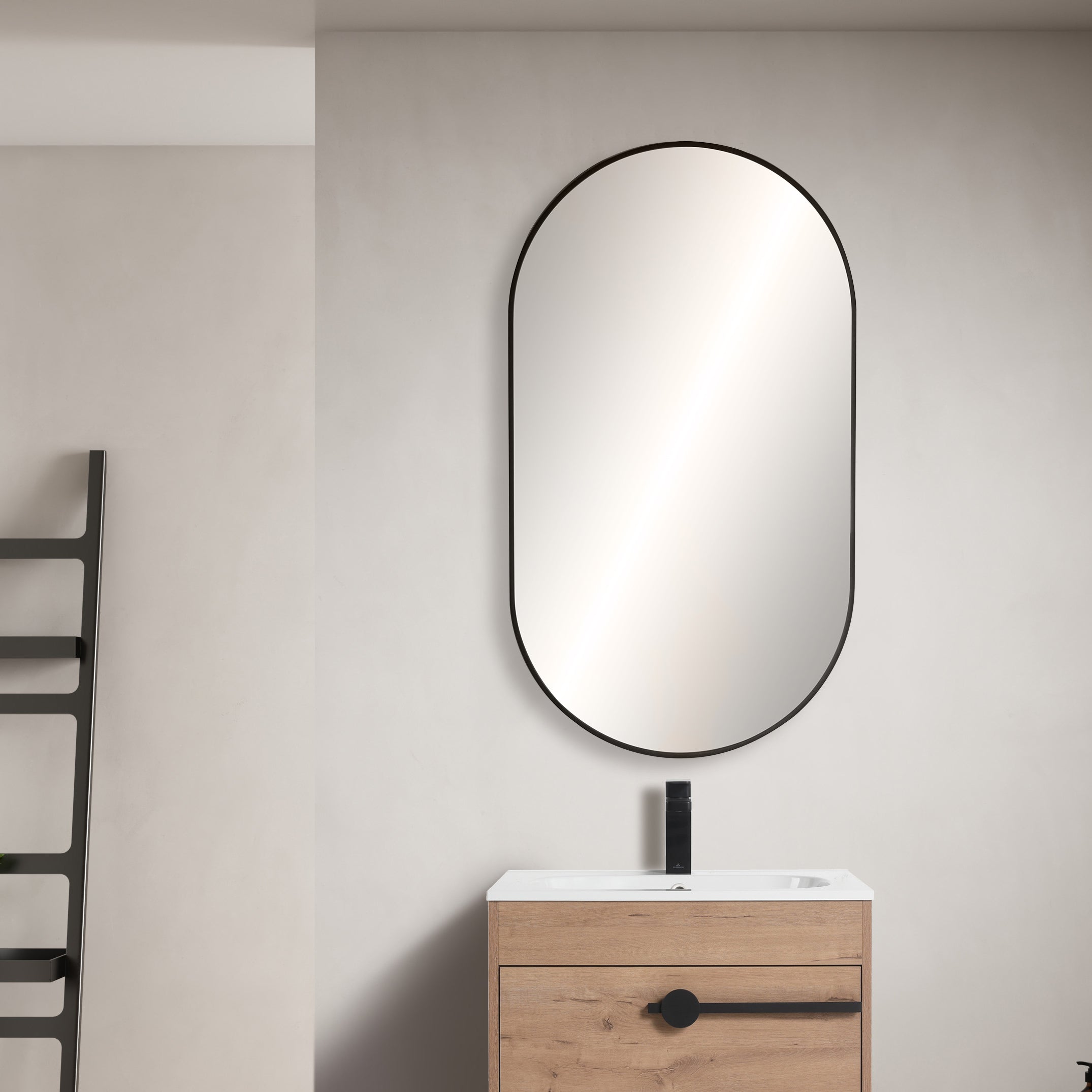 24" x 44" Metal Frame Shatterproof Wall Mount Mirror