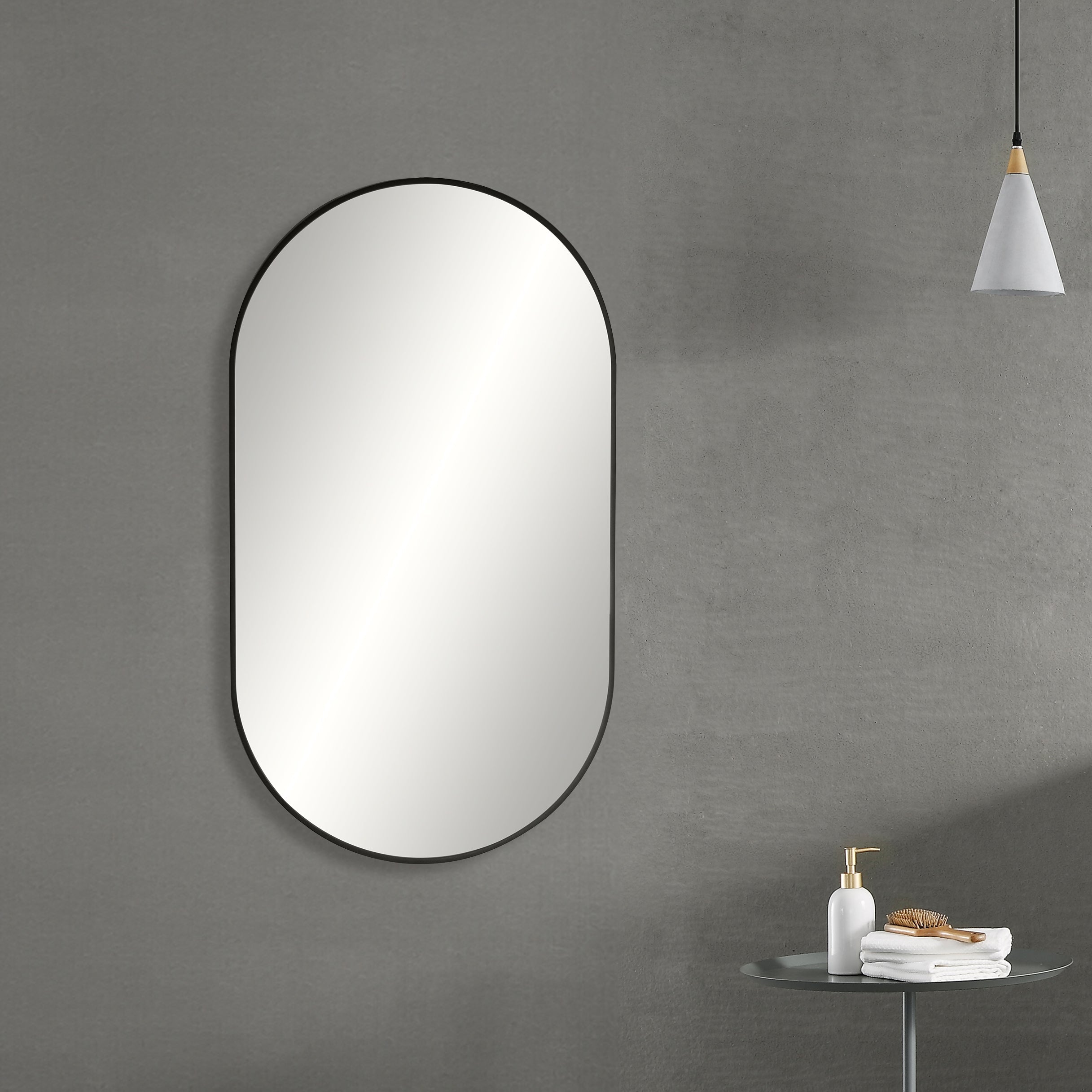 24" x 44" Metal Frame Shatterproof Wall Mount Mirror