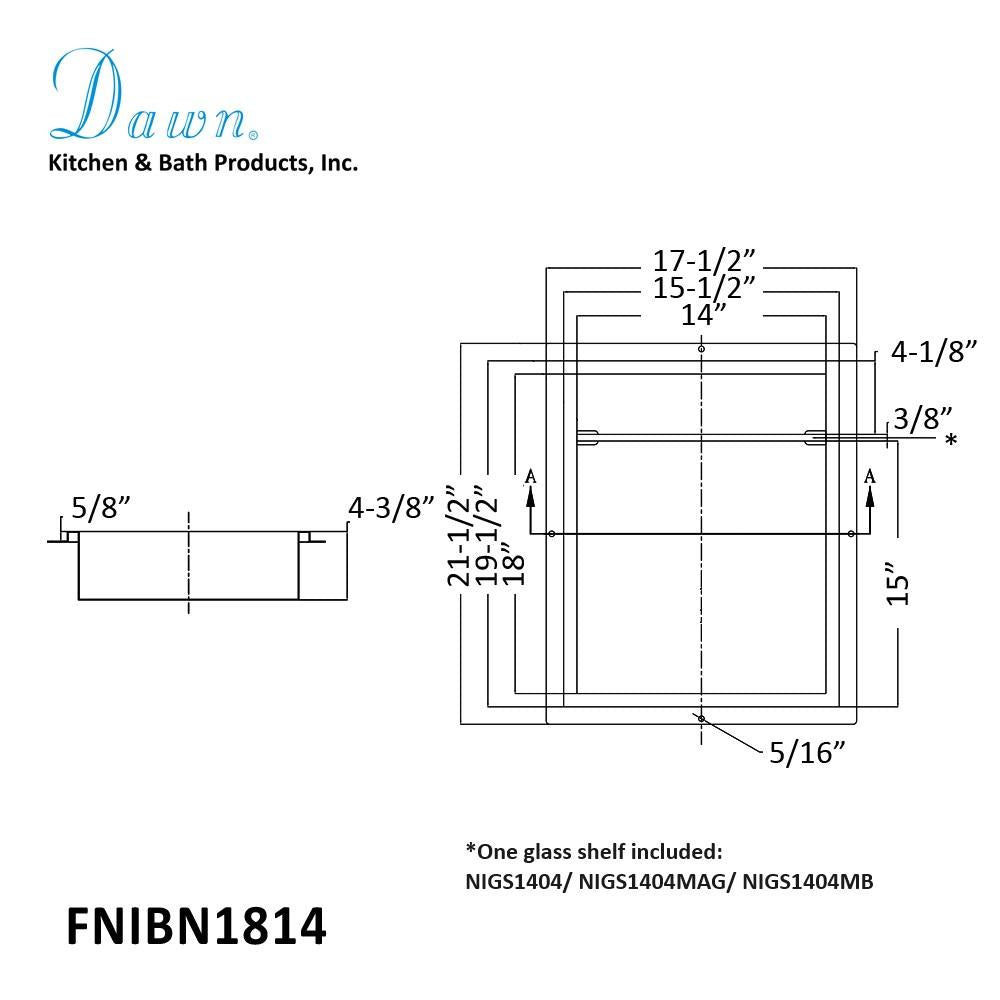 Dawn Stainless Steel Framed Shower Niche FNIBN1814