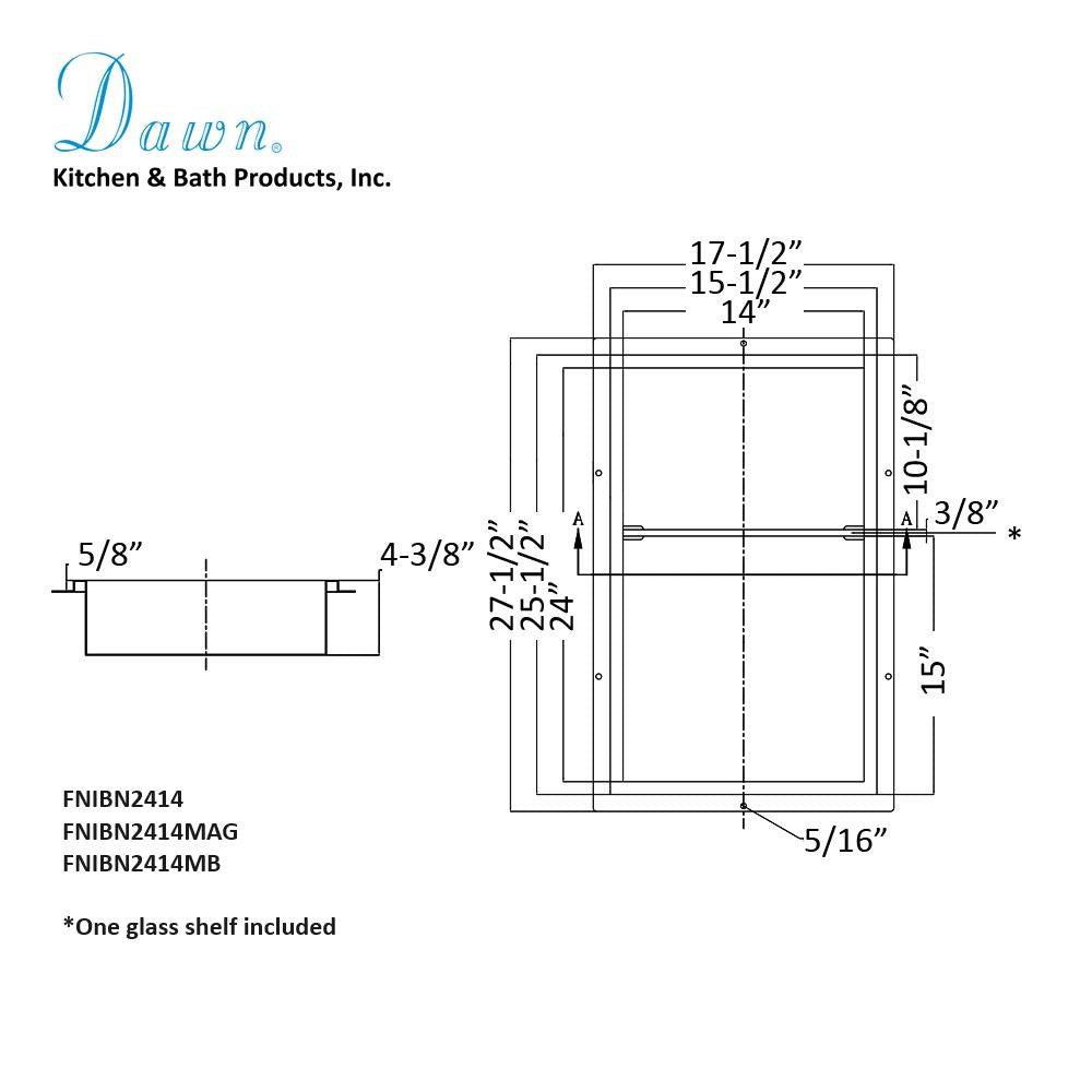 Dawn Stainless Steel Framed Shower Nichel FNIBN2414