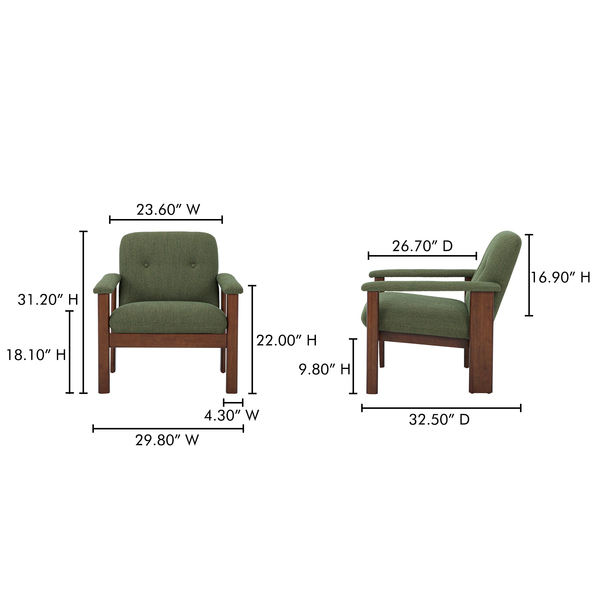 Moes Parker Lounge Chair Green FO-1000-16