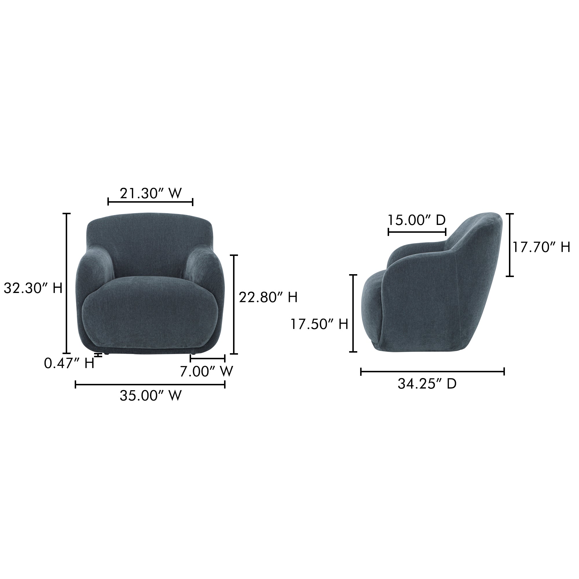 Moes Stevie Lounge Chair Slate Blue FO-1001-19