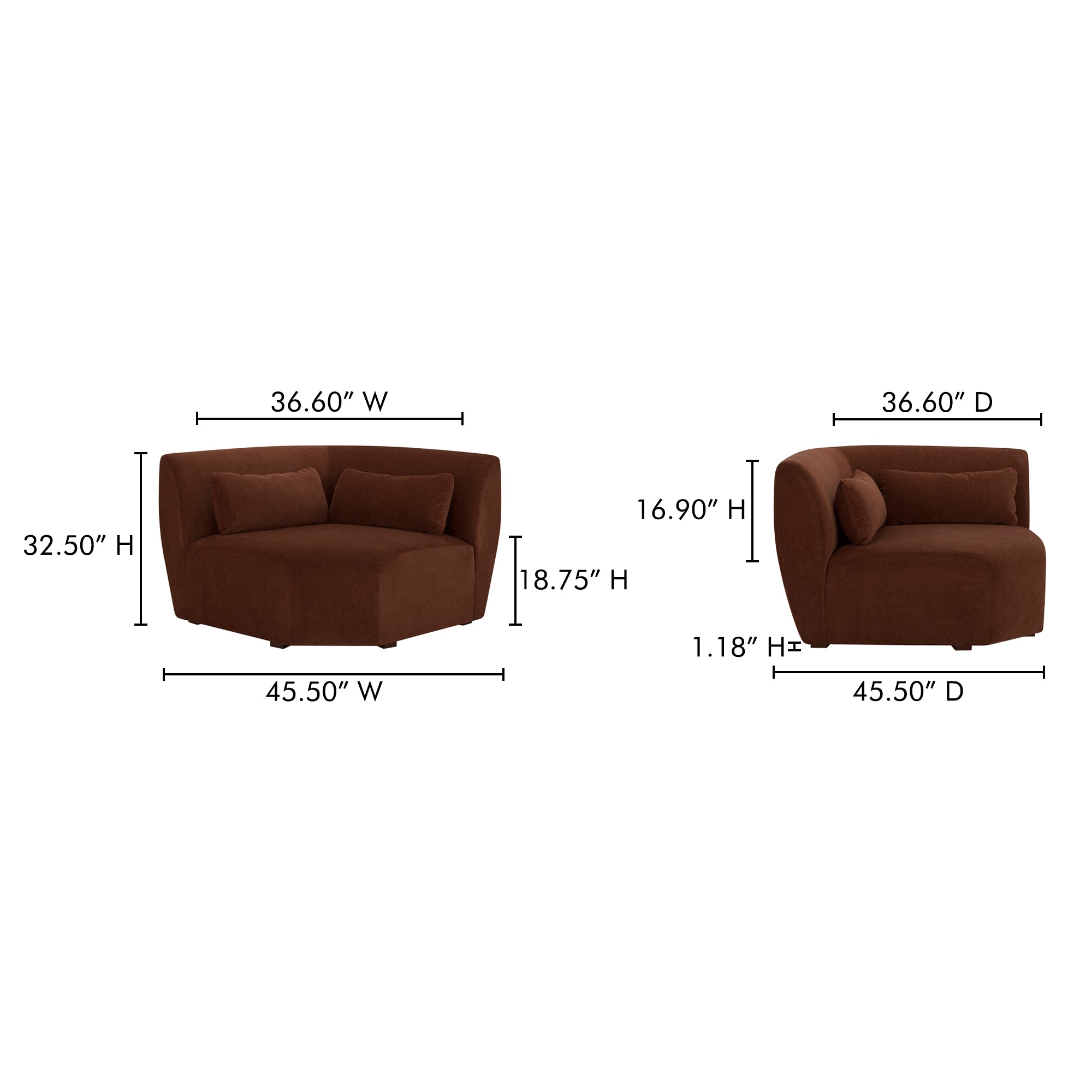 Moes Amelia Corner Chair Chestnut FO-1013-03