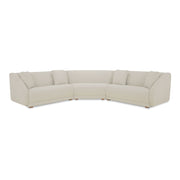 Moes Fraser 3 Piece Modular Sectional with Wedge Slipper Off White FO-1042-05