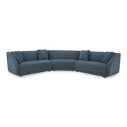 Moes Fraser 3 Piece Modular Sectional with Wedge Slipper Deep Blue FO-1042-19