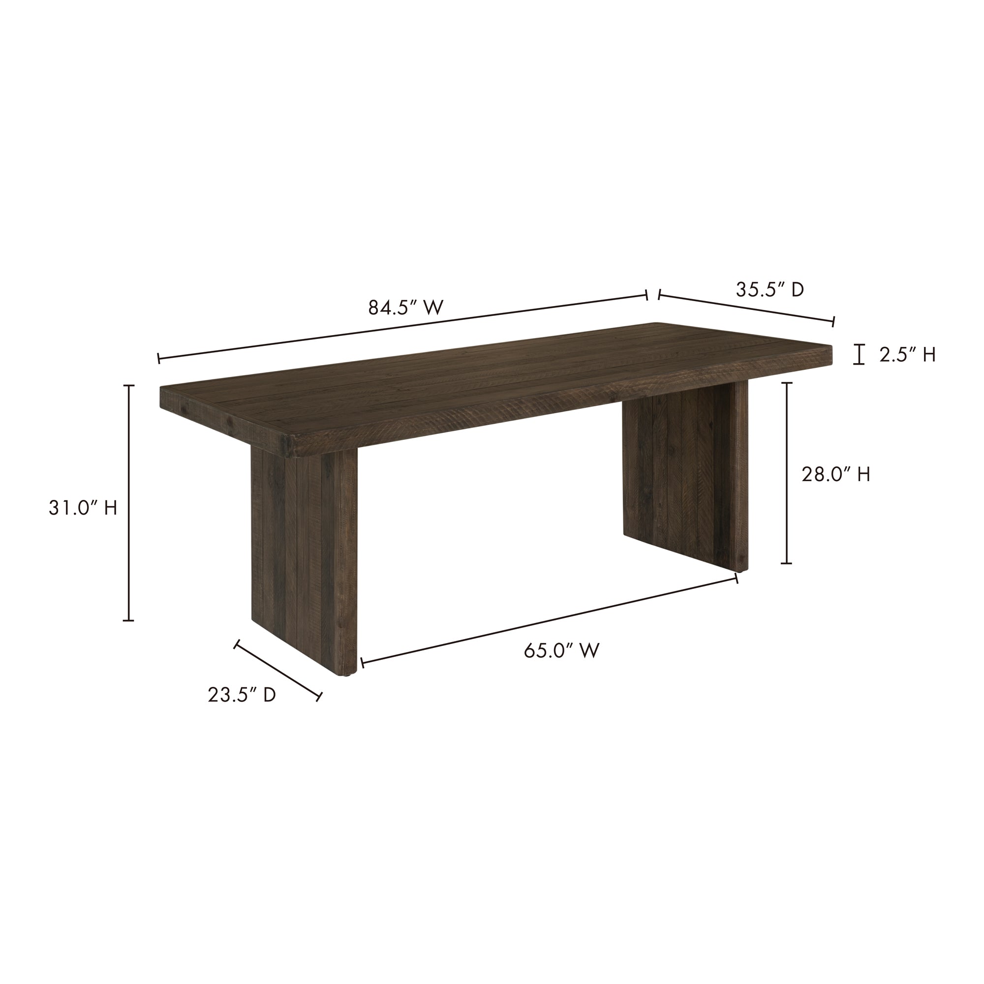 Moes Monterey Dining Table Aged Brown FR-1024-29