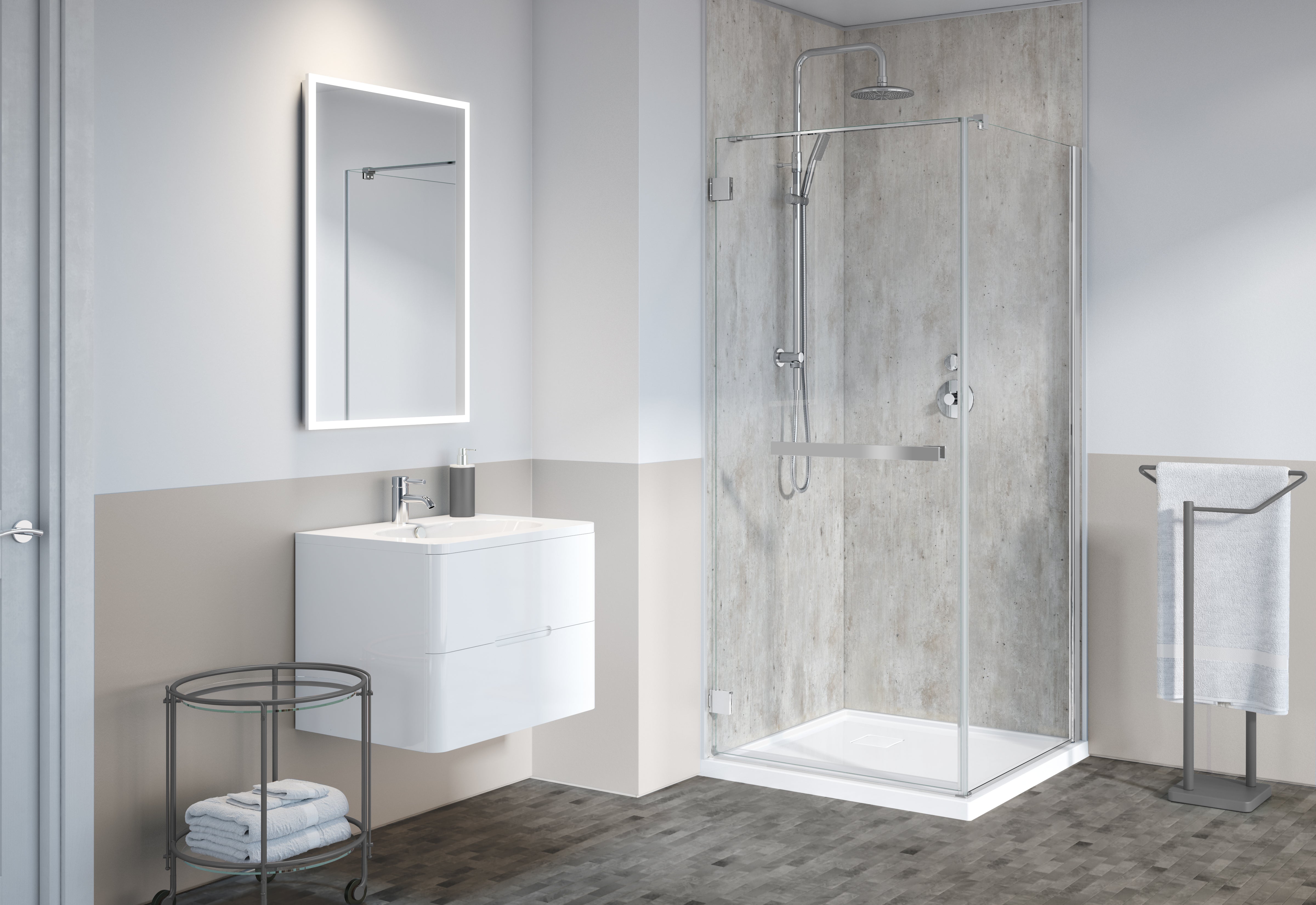 Fibo by Fleurco wall systems Corner Shower Walls