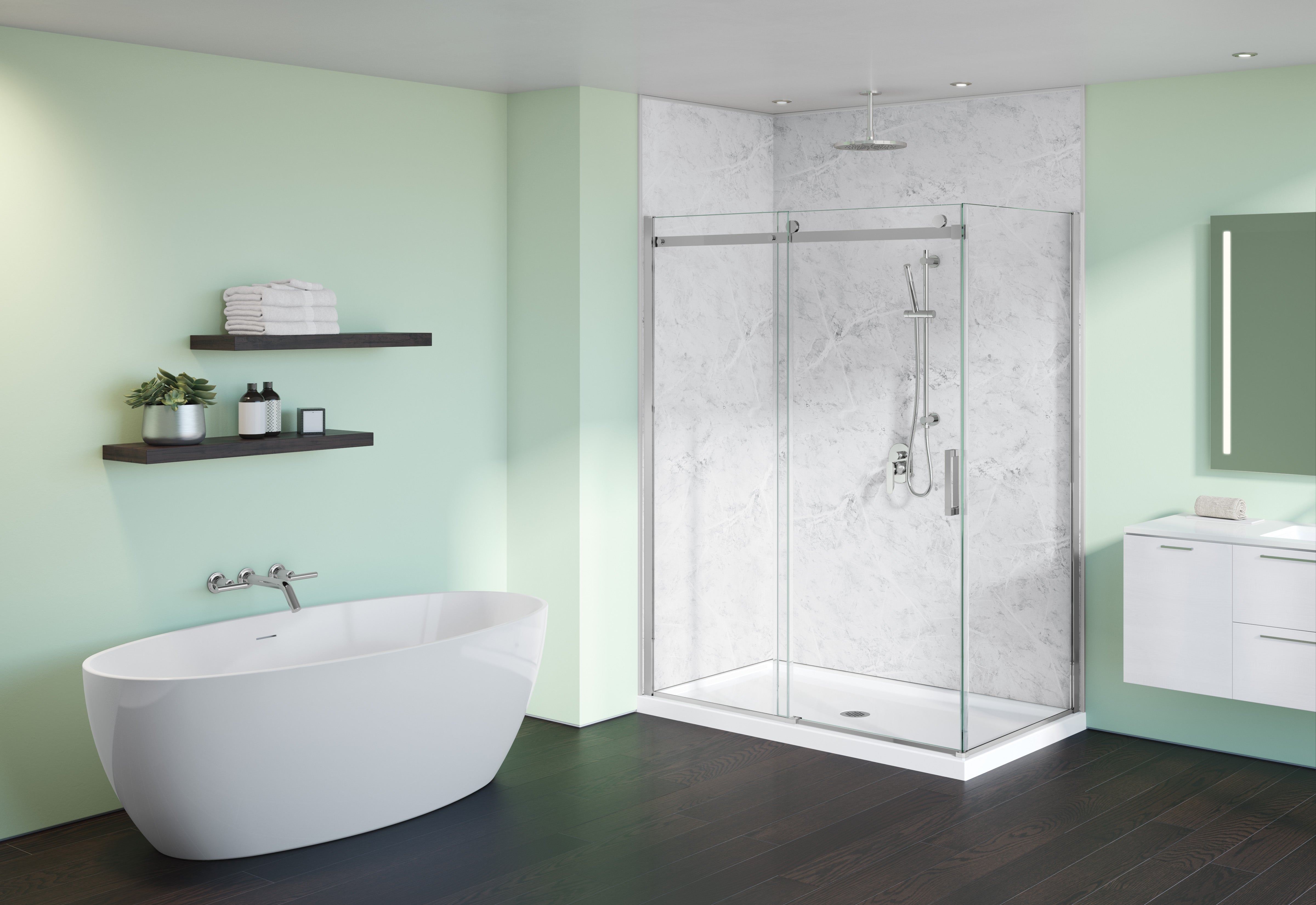 Fibo by Fleurco wall systems 2 sided Shower Walls