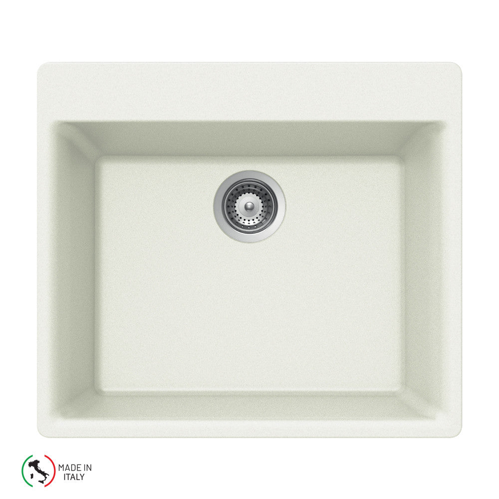 Houzer Cassiano 24 inch Granite Composite Drop-in Topmount Single Bowl Kitchen Sink - G-100