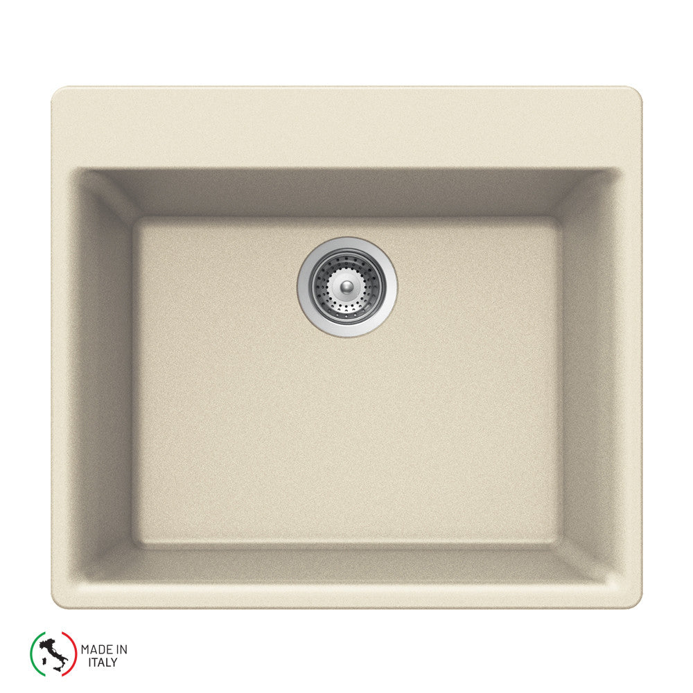 Houzer Cassiano 24 inch Granite Composite Drop-in Topmount Single Bowl Kitchen Sink - G-100