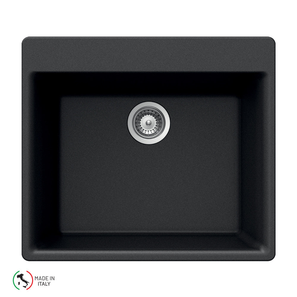 Houzer Cassiano 24 inch Granite Composite Drop-in Topmount Single Bowl Kitchen Sink - G-100