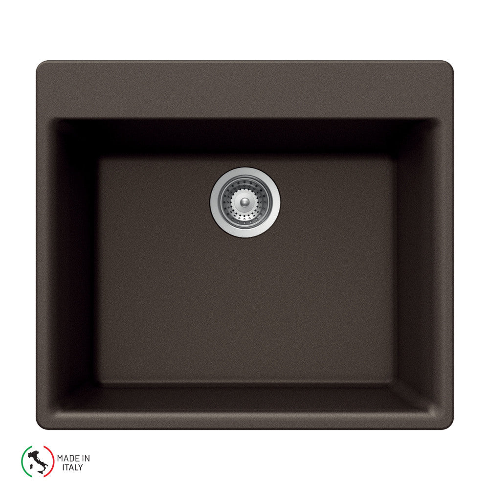 Houzer Cassiano 24 inch Granite Composite Drop-in Topmount Single Bowl Kitchen Sink - G-100