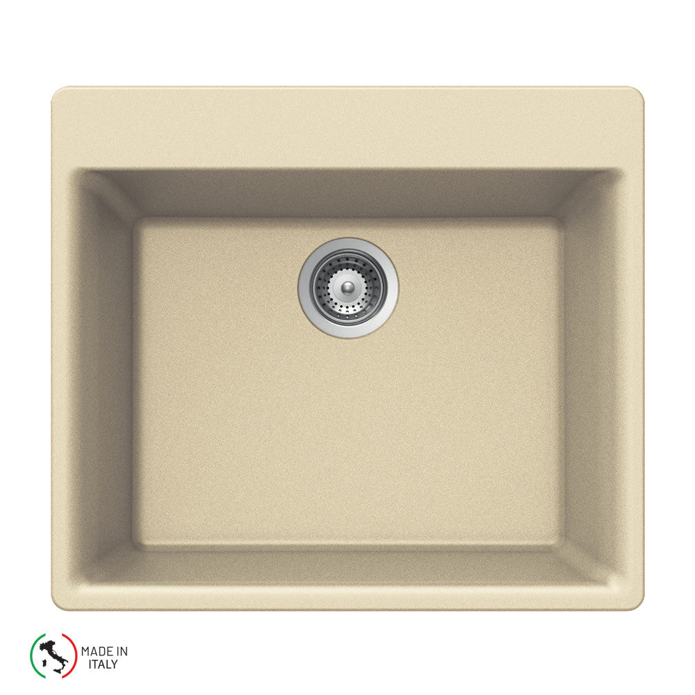 Houzer Cassiano 24 inch Granite Composite Drop-in Topmount Single Bowl Kitchen Sink - G-100