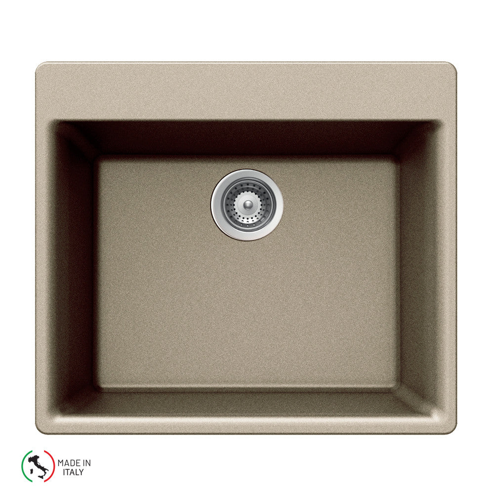 Houzer Cassiano 24 inch Granite Composite Drop-in Topmount Single Bowl Kitchen Sink - G-100