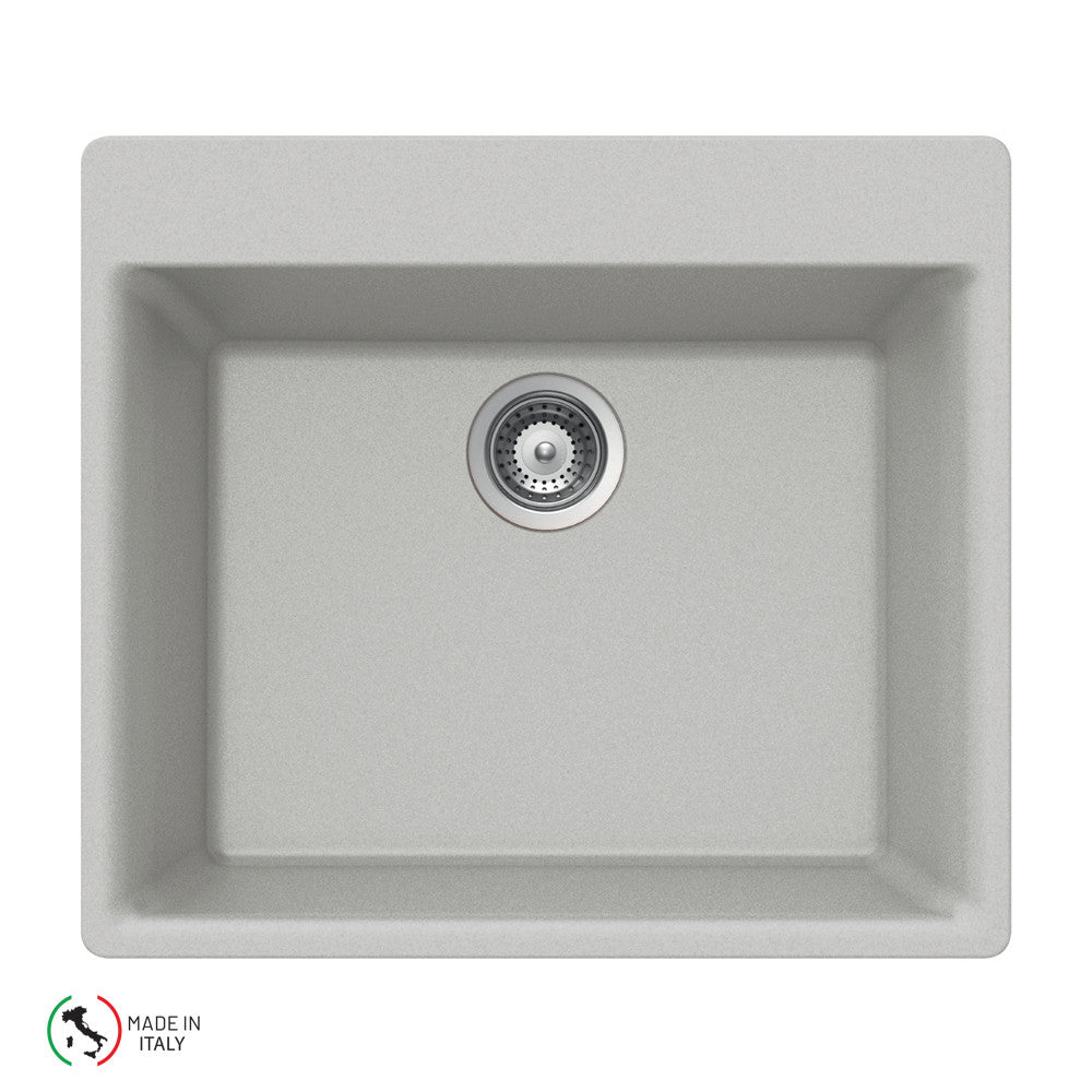 Houzer Cassiano 24 inch Granite Composite Drop-in Topmount Single Bowl Kitchen Sink - G-100