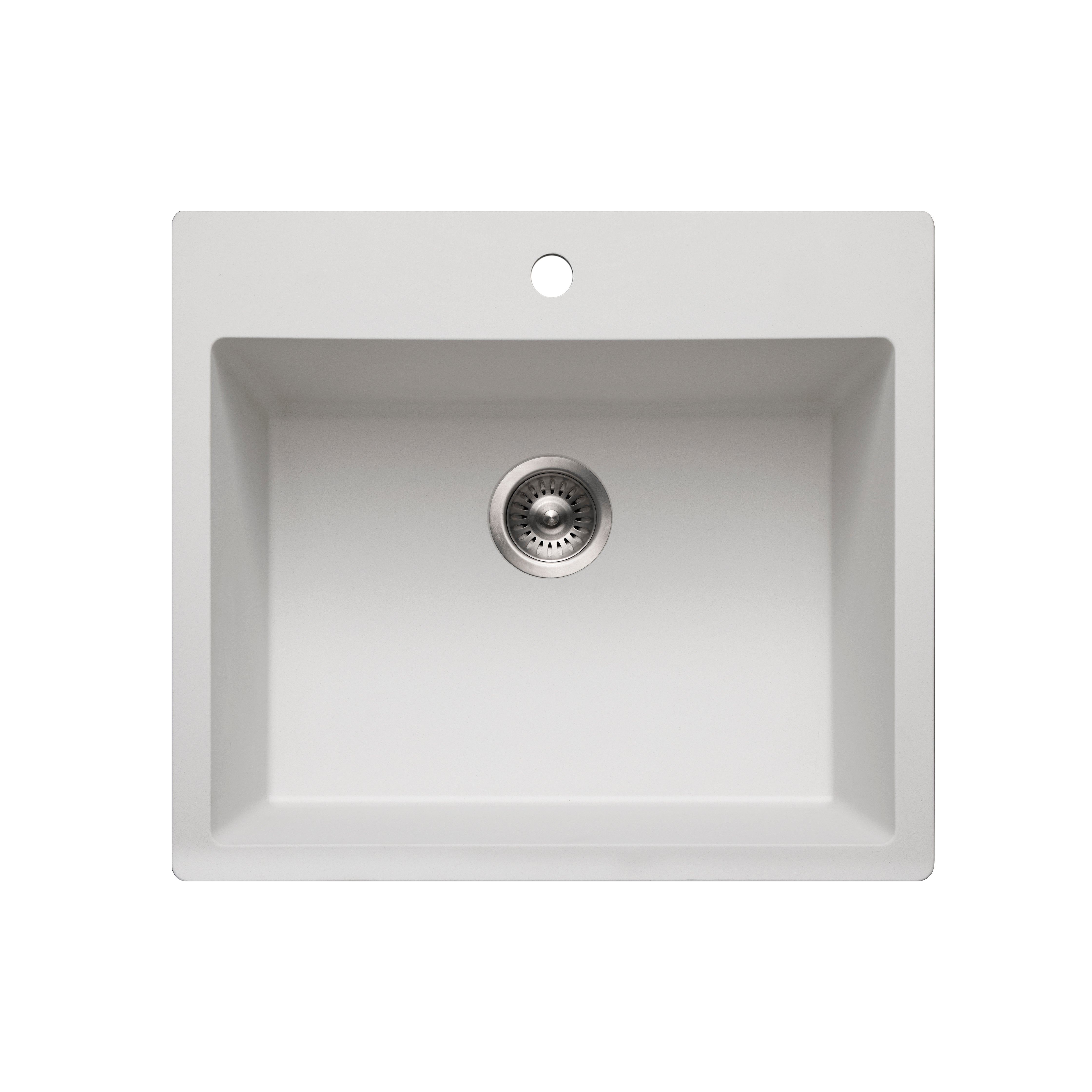 Houzer Quartztone 25" Granite Composite Drop-in Topmount Single Bowl Kitchen Sink