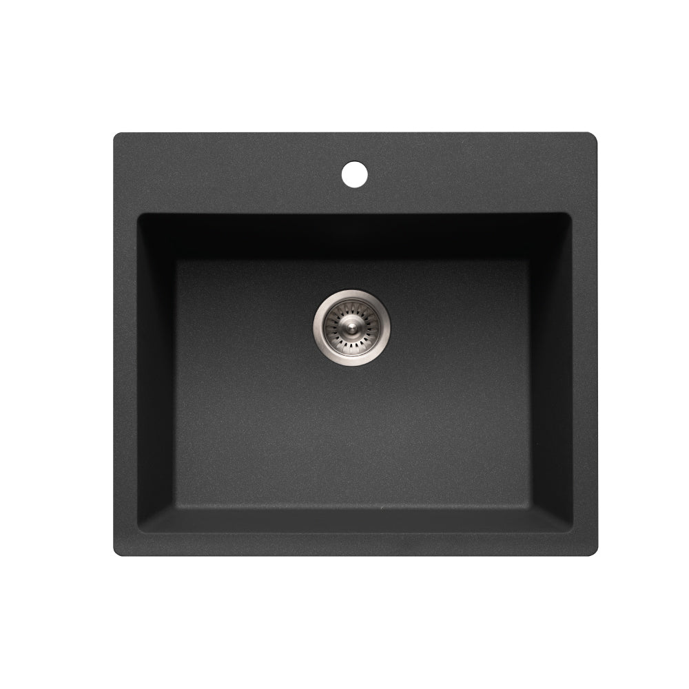 Houzer Quartztone 25" Granite Composite Drop-in Topmount Single Bowl Kitchen Sink