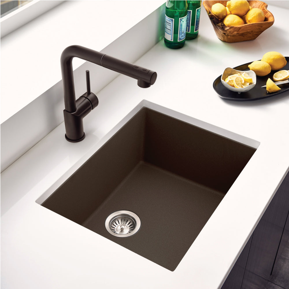 Houzer Quartztone 24" Granite Composite Undermount Single Bowl Kitchen Sink