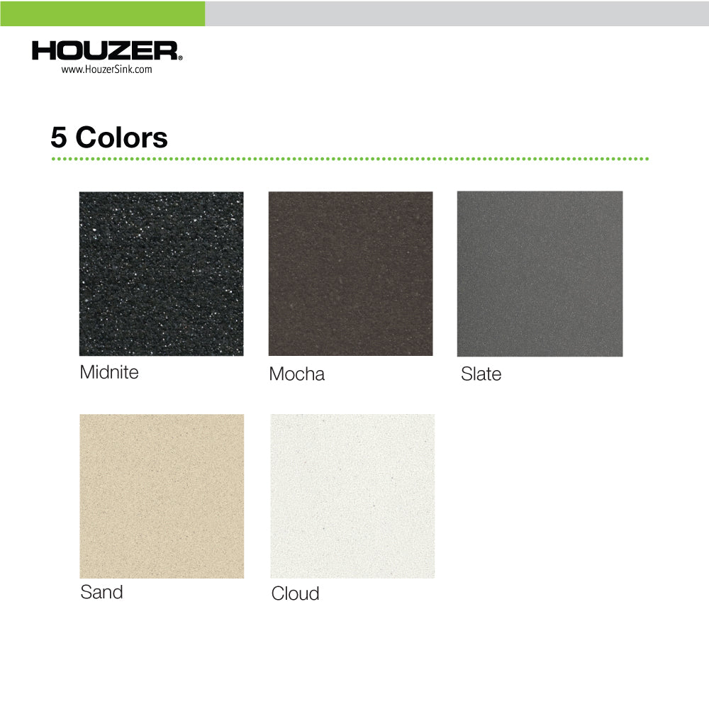 Houzer Quartztone 24" Granite Composite Undermount Single Bowl Kitchen Sink